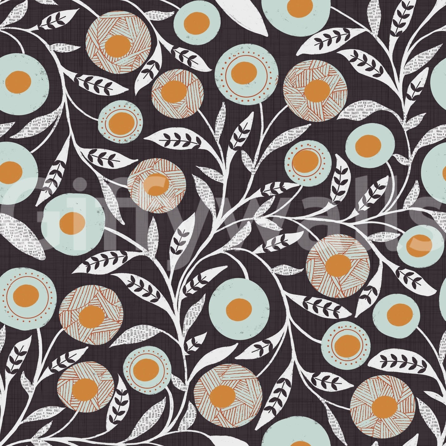 Cozy Scandi Folk Floral Warm Linen - Craft Botanical Wallpaper