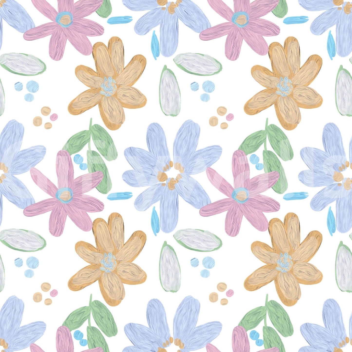 Cute impasto oil painted flowers pattern Wallpaper
