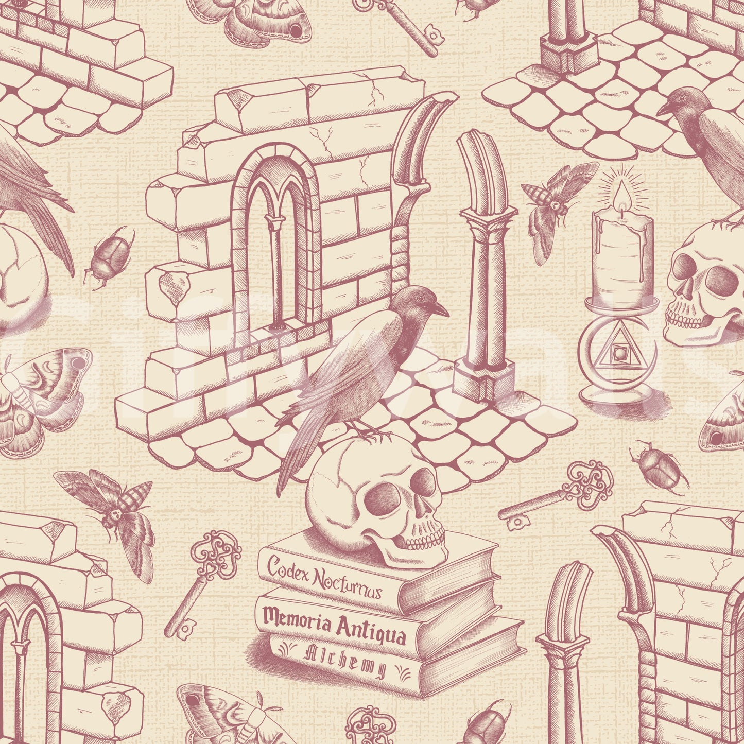 Toile de Jouy Vintage Rose wallpaper for a vintage touch