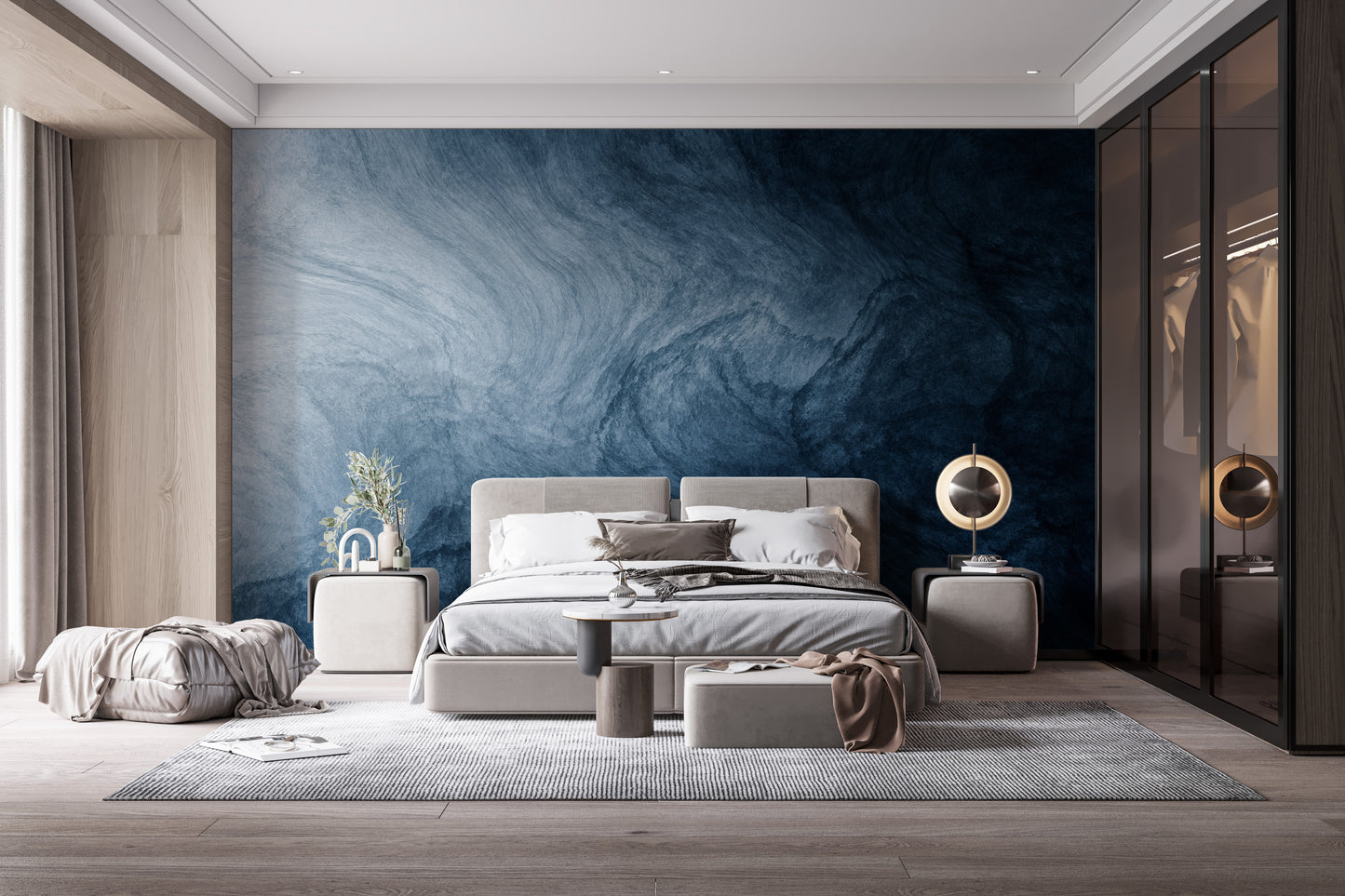 dark blue watercolor Stick on wallpaper