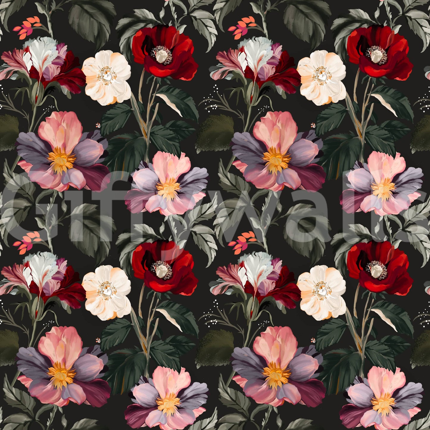 A detail of the brushstrokes and tones in the design.