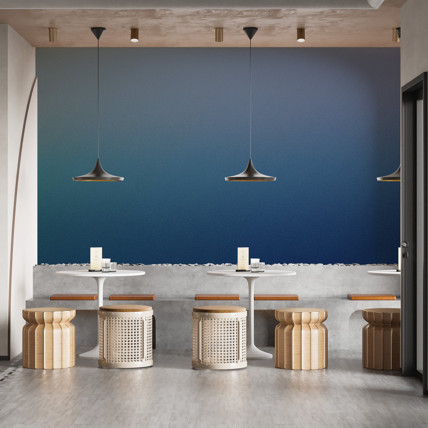 Minimalist gradient blue wallpaper mural