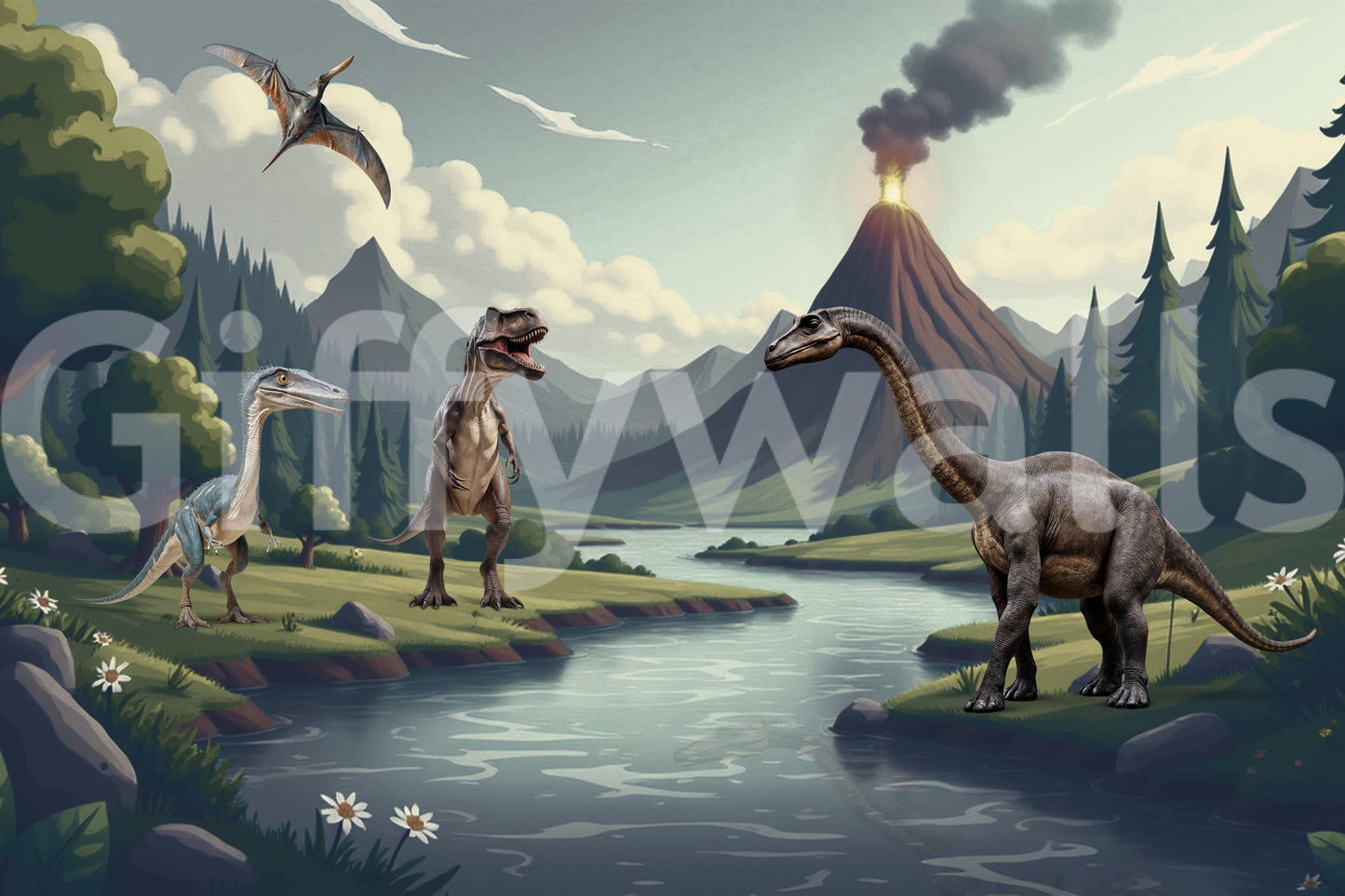 The style is a soft-focus illustration or a painterly design.