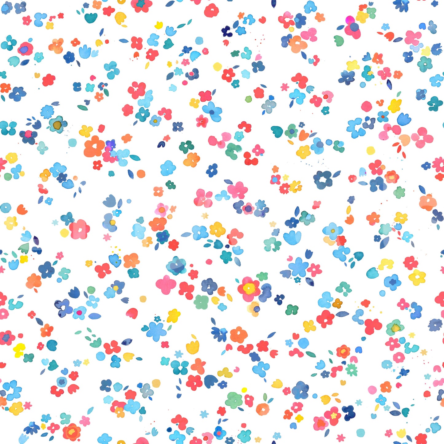 Ditsy Minimal Tiny Flowers Multicolor wallpaper close-up showing scattered tiny blossoms on a white ground
