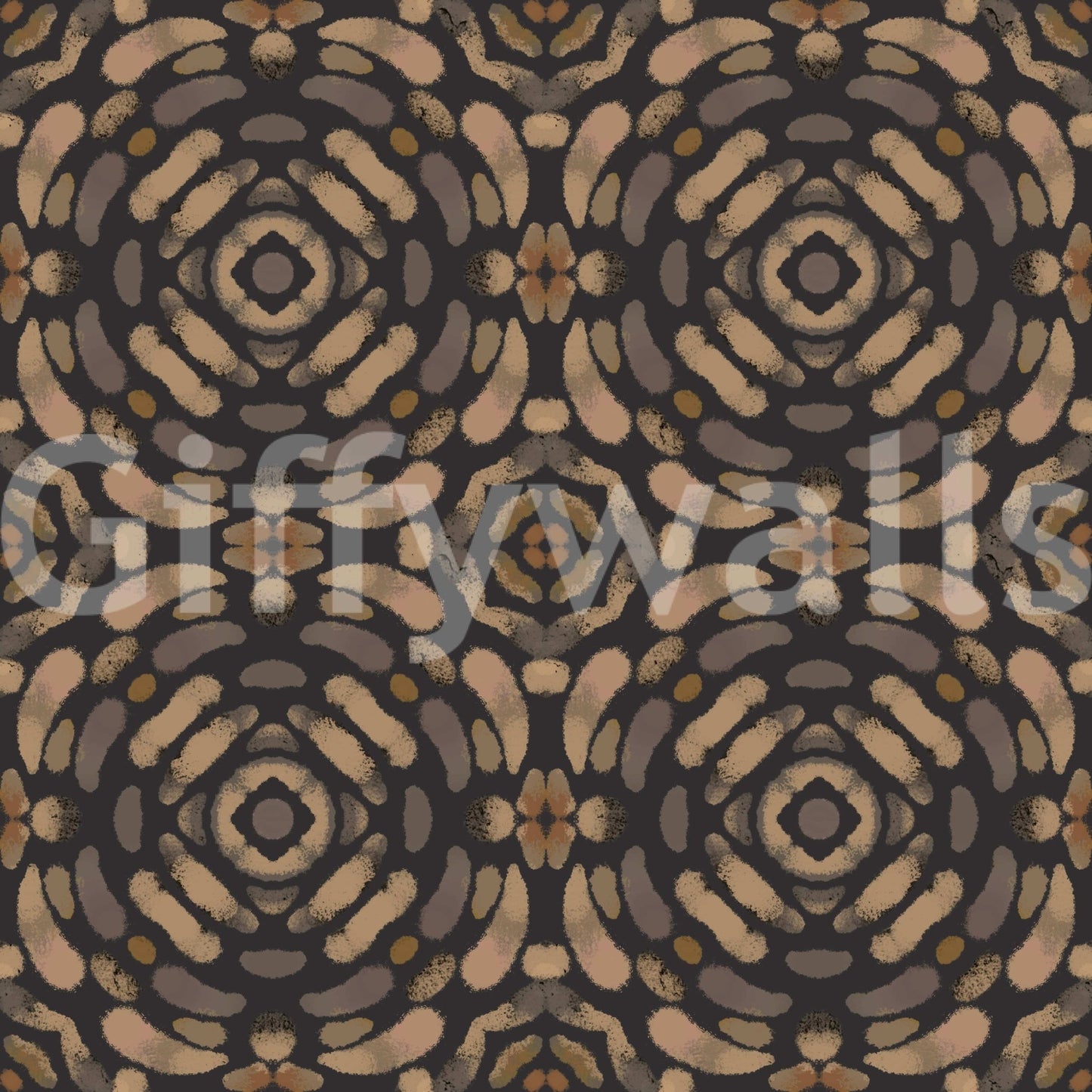 Layered geometric symmetry in natural hues of beige, tan, and warm browns.