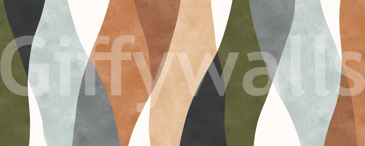 The Earthy Arcs mural makes a sophisticated and warm statement.