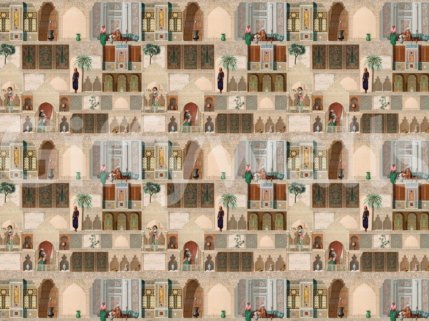 Traditional palace life illustration Eastern Palace Panorama wall mural