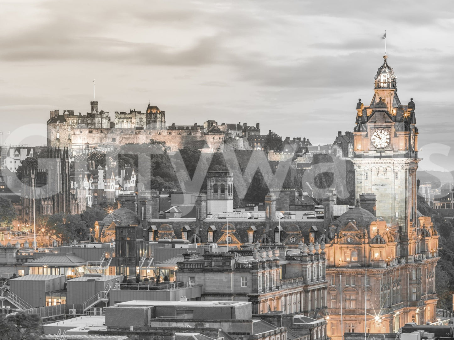 Historic Edinburgh Castle wall sticker, UK heritage site print.
