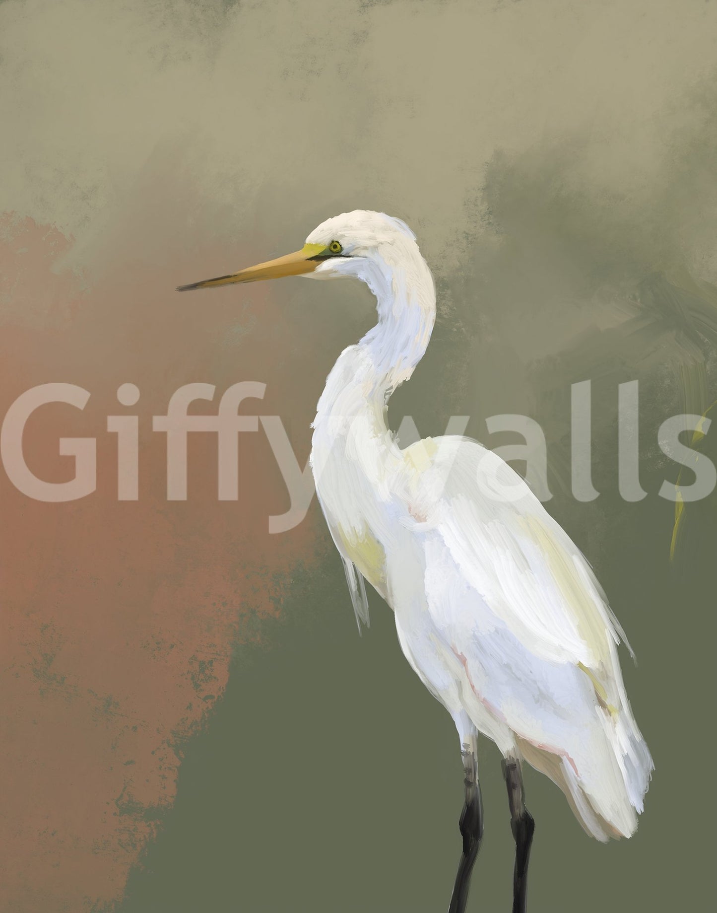 Egret Elegance Wall Mural