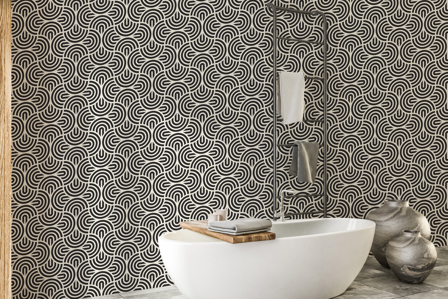 Black abstract wallpaper with modern stripes