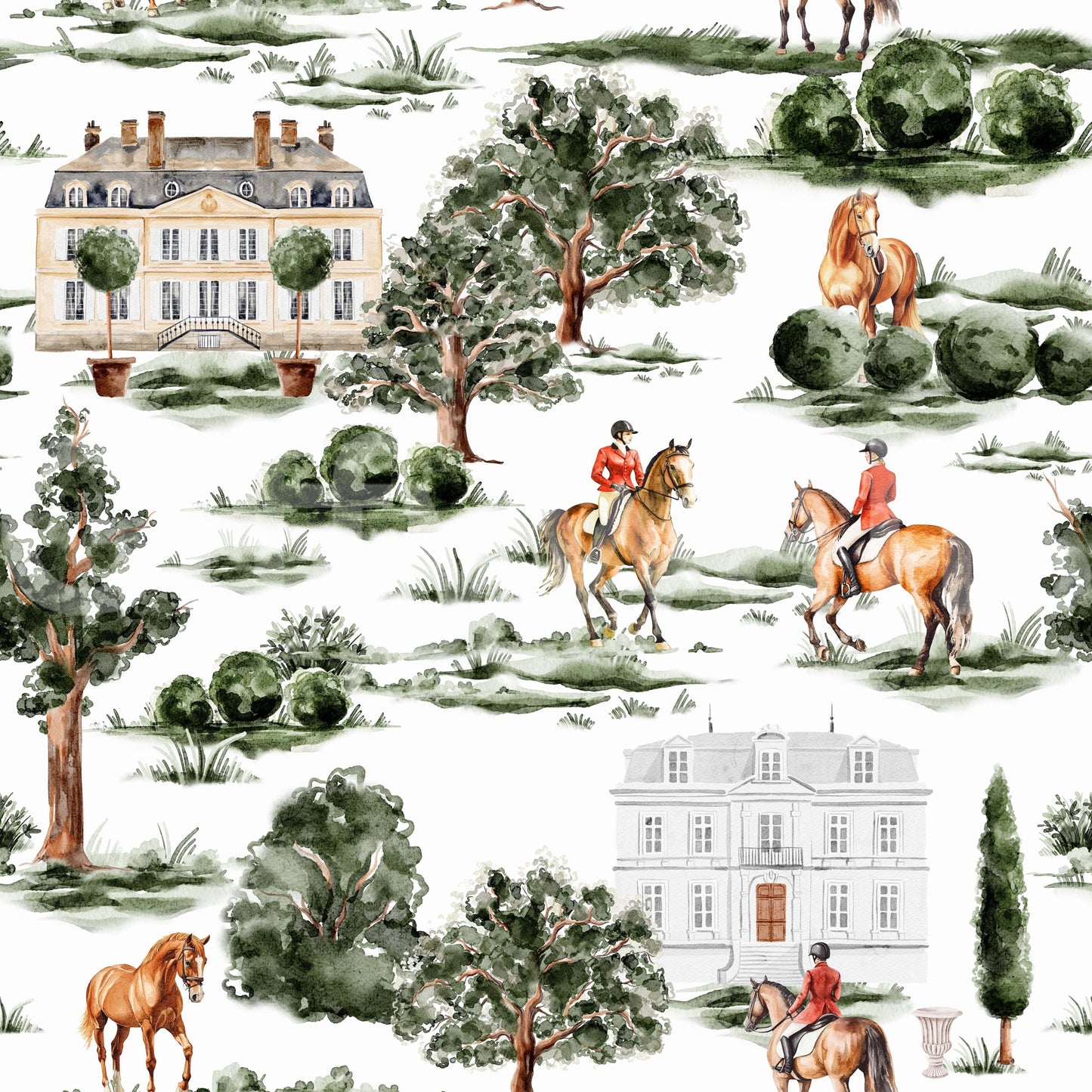 European manor Equestrian Estate house wall covering.