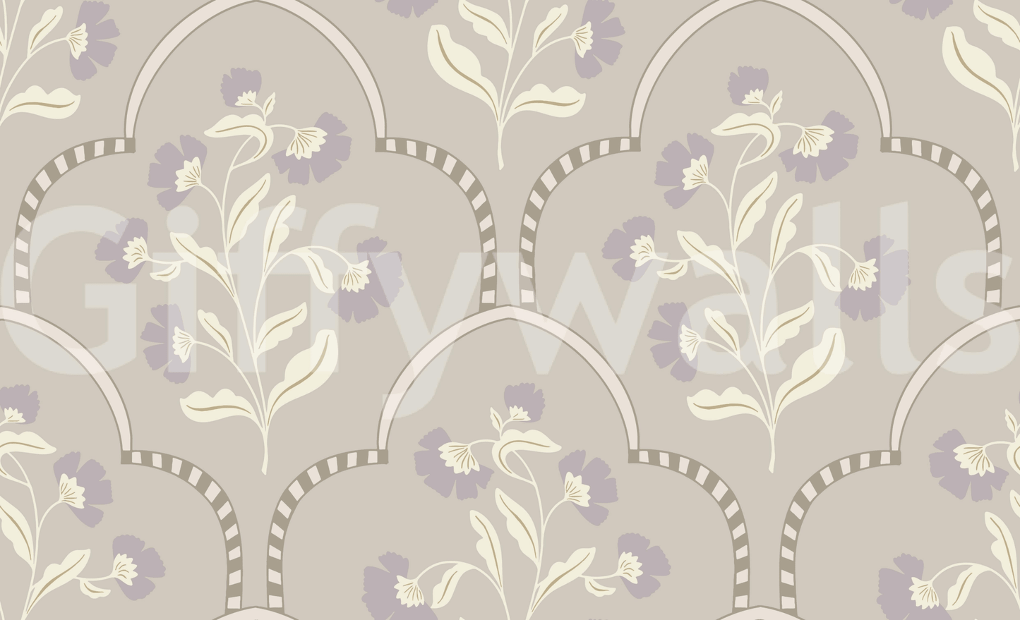 Bedroom accent wallpaper Floral Lattice soothing pastel hues.