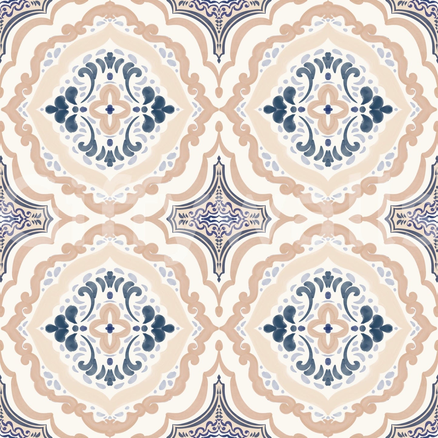 Lightweight texture of the Floral Tile Harmony Wallpaper for wall.