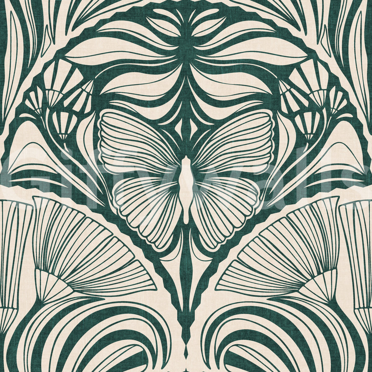 Glamorous vintage wallpaper in jewel-toned green