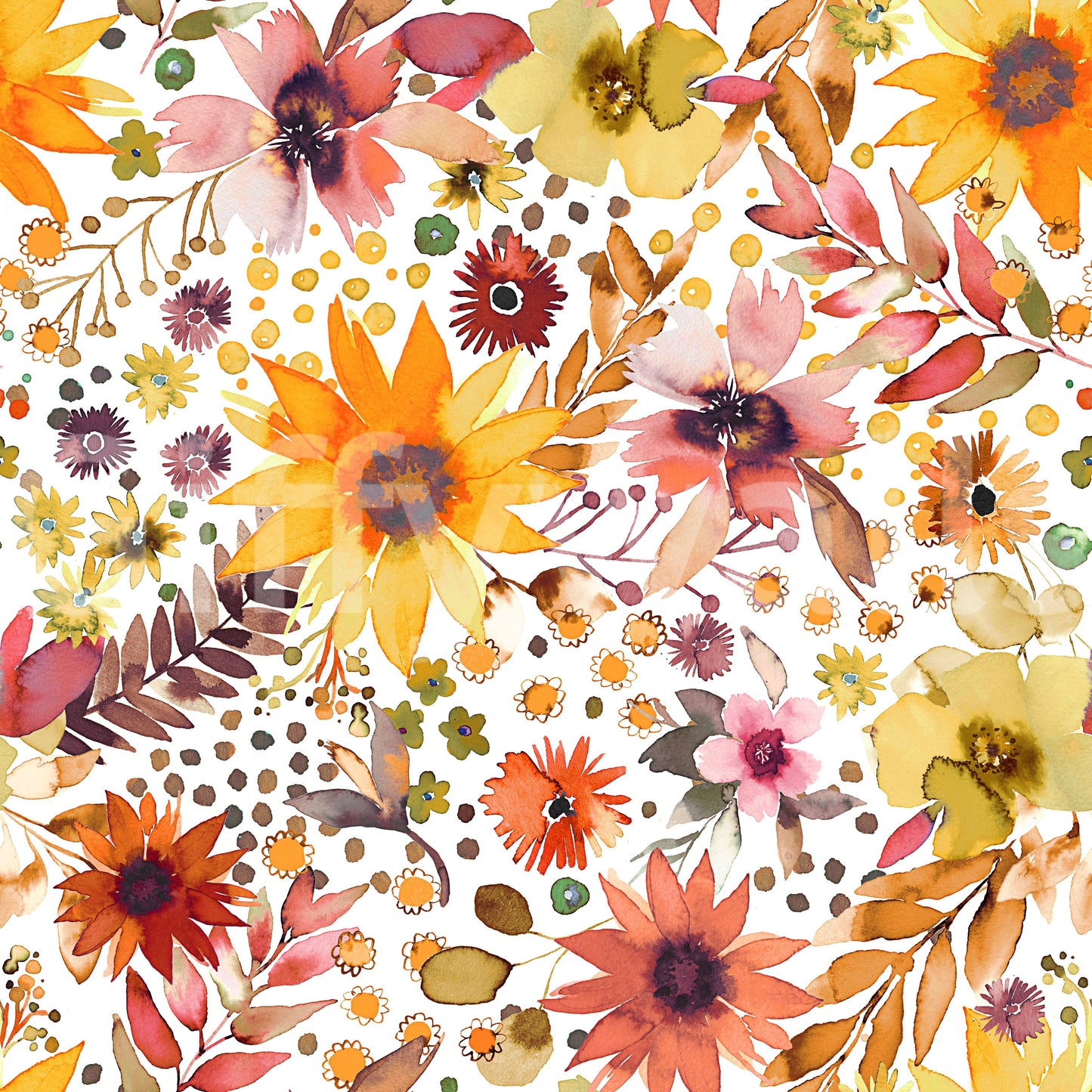 Big Sunflowers Floral Gold Wallpaper