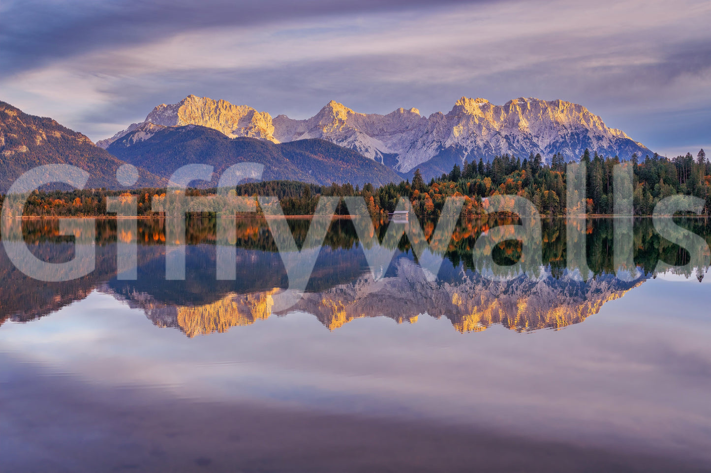 Golden Peaks Reflection Wall Mural -2329680
