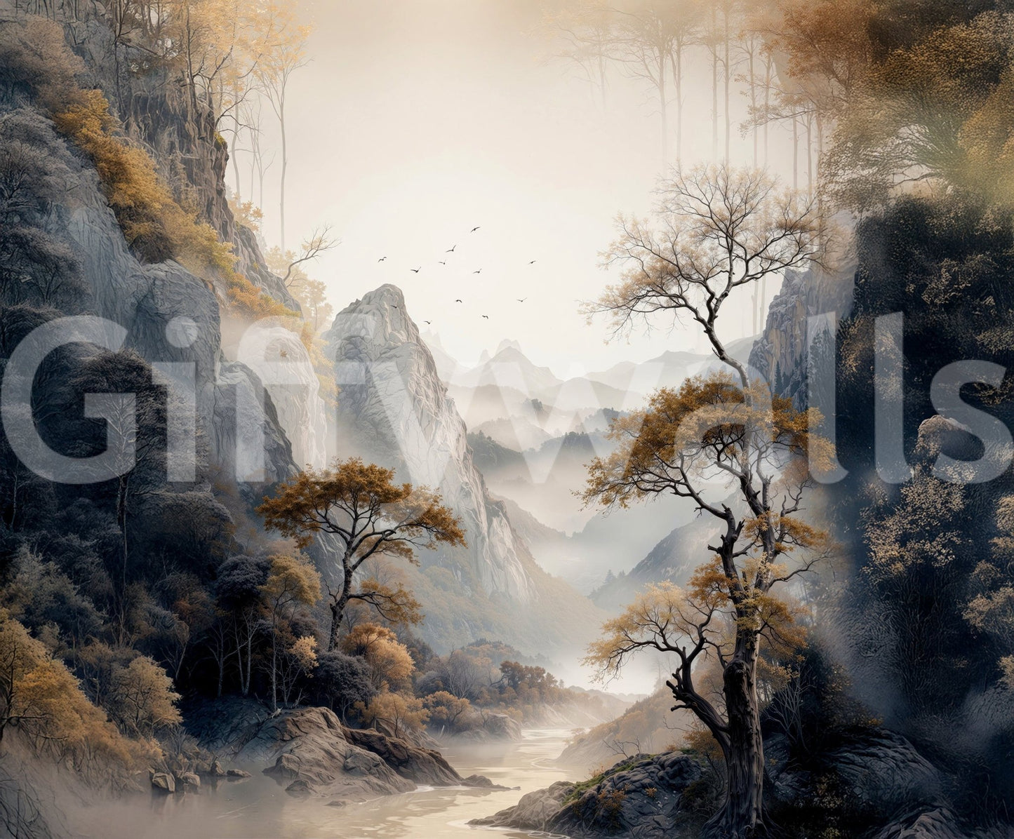 Golden Tree Serenity Wall Mural