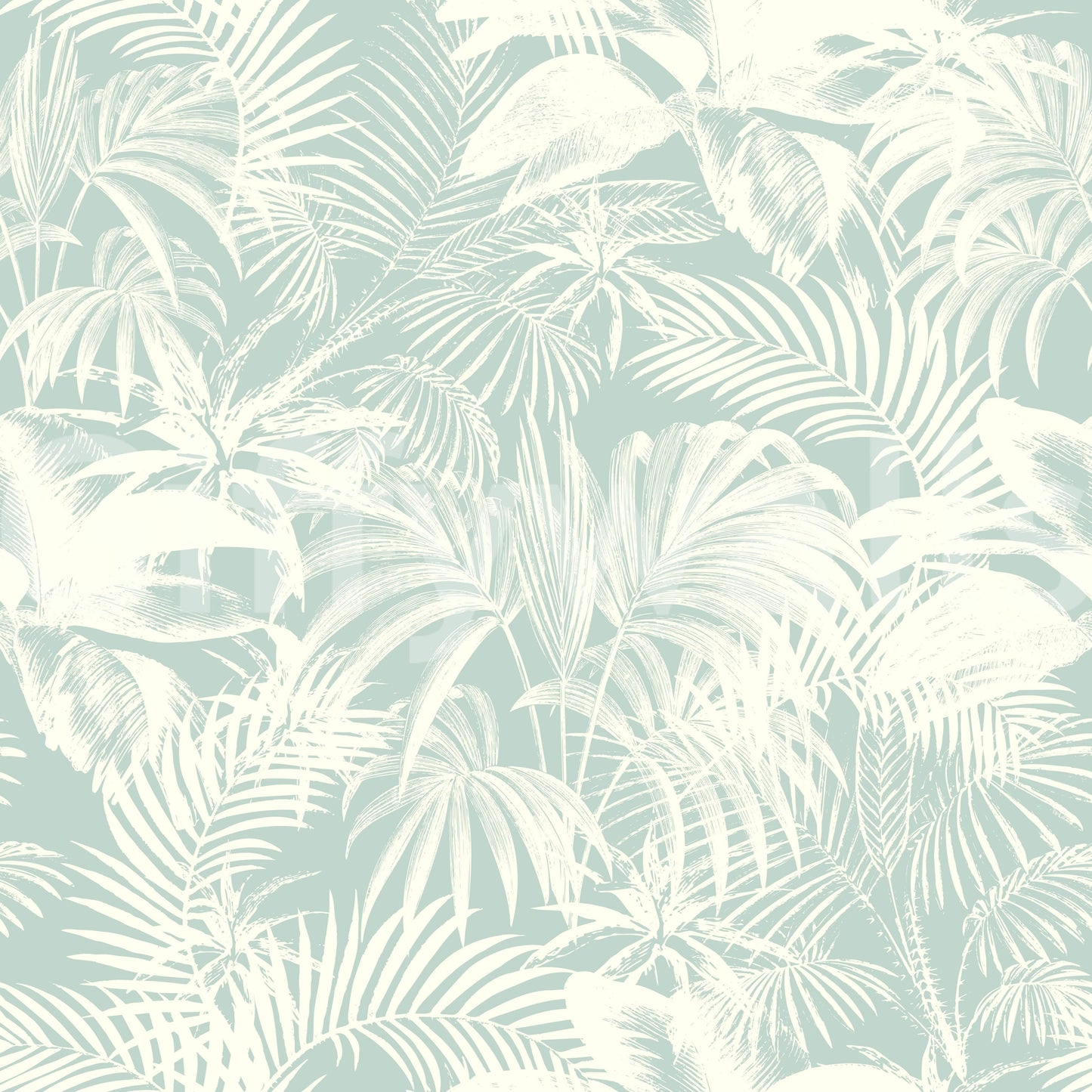 A seamless pattern of tropical plants on a wall