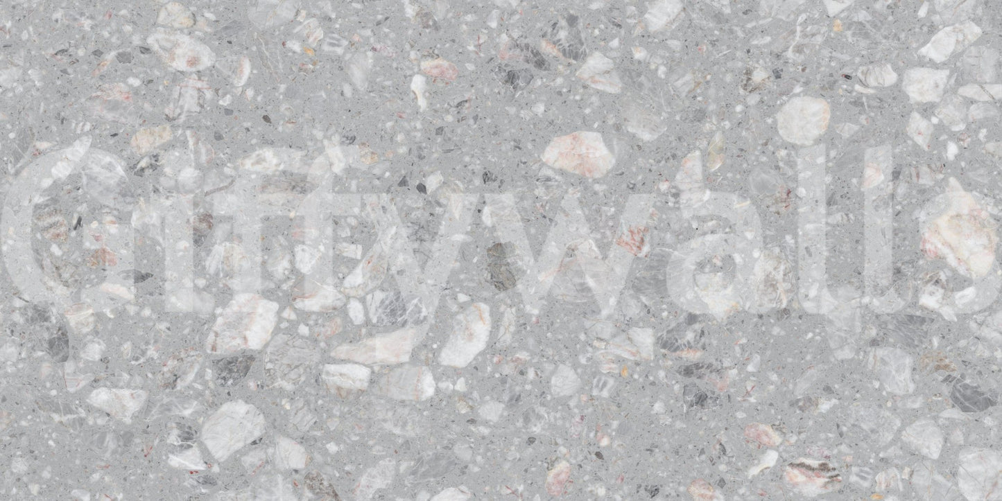 Mid-century Gray Terrazzo wallpaper. Mixed color specks look.
