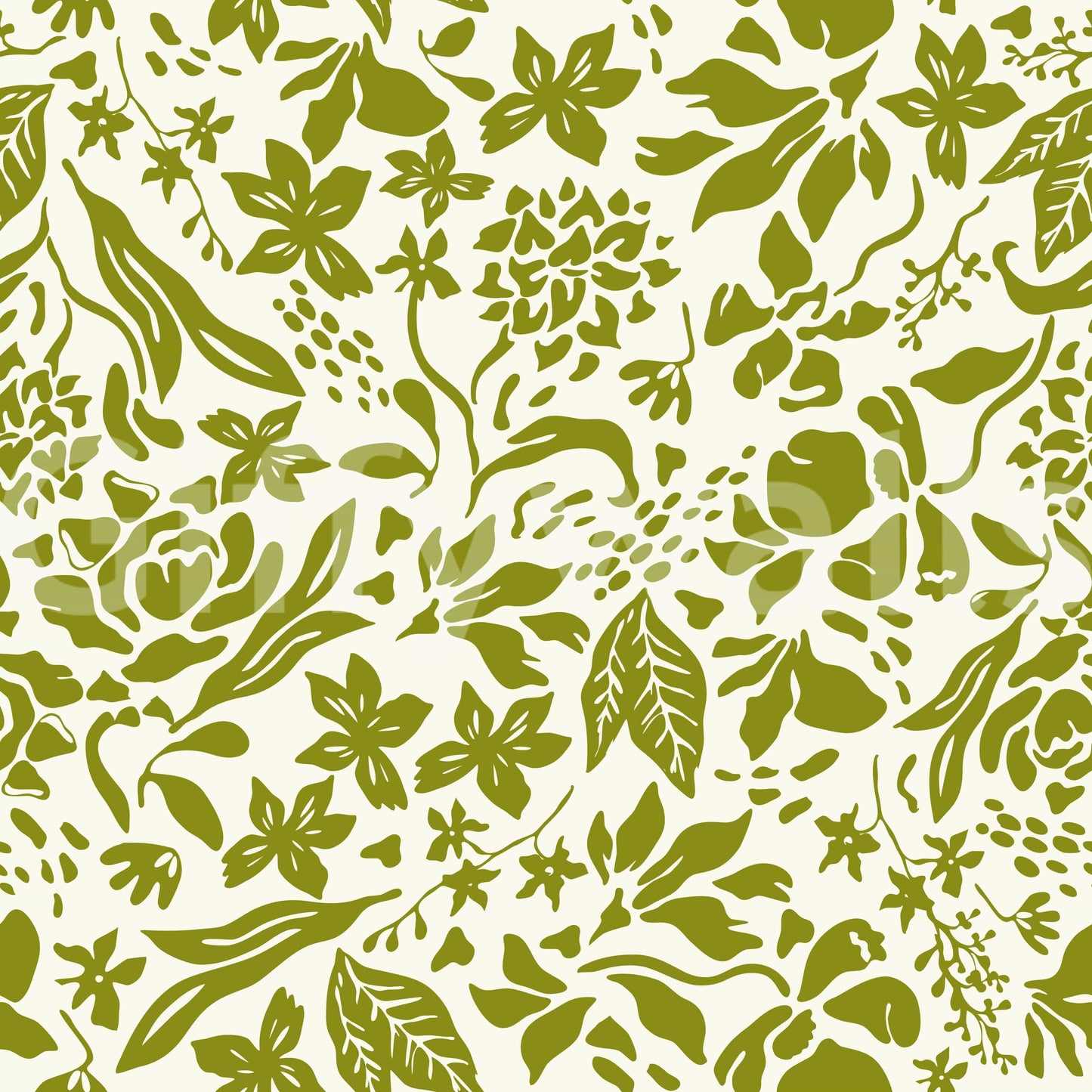 A seamless pattern wallpaper of bold flowers on a wall