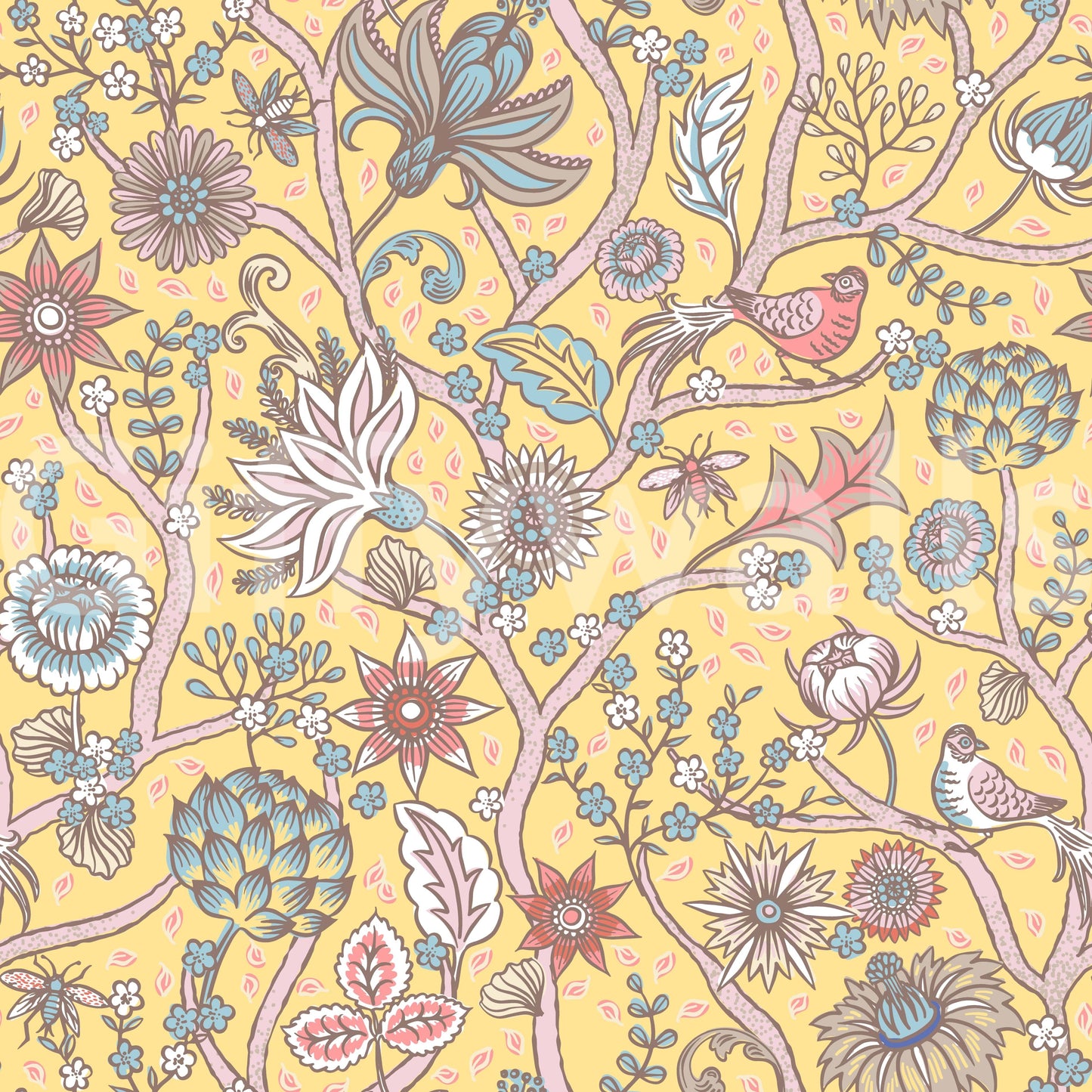 Green Tree of Life Yellow Wallpaper
