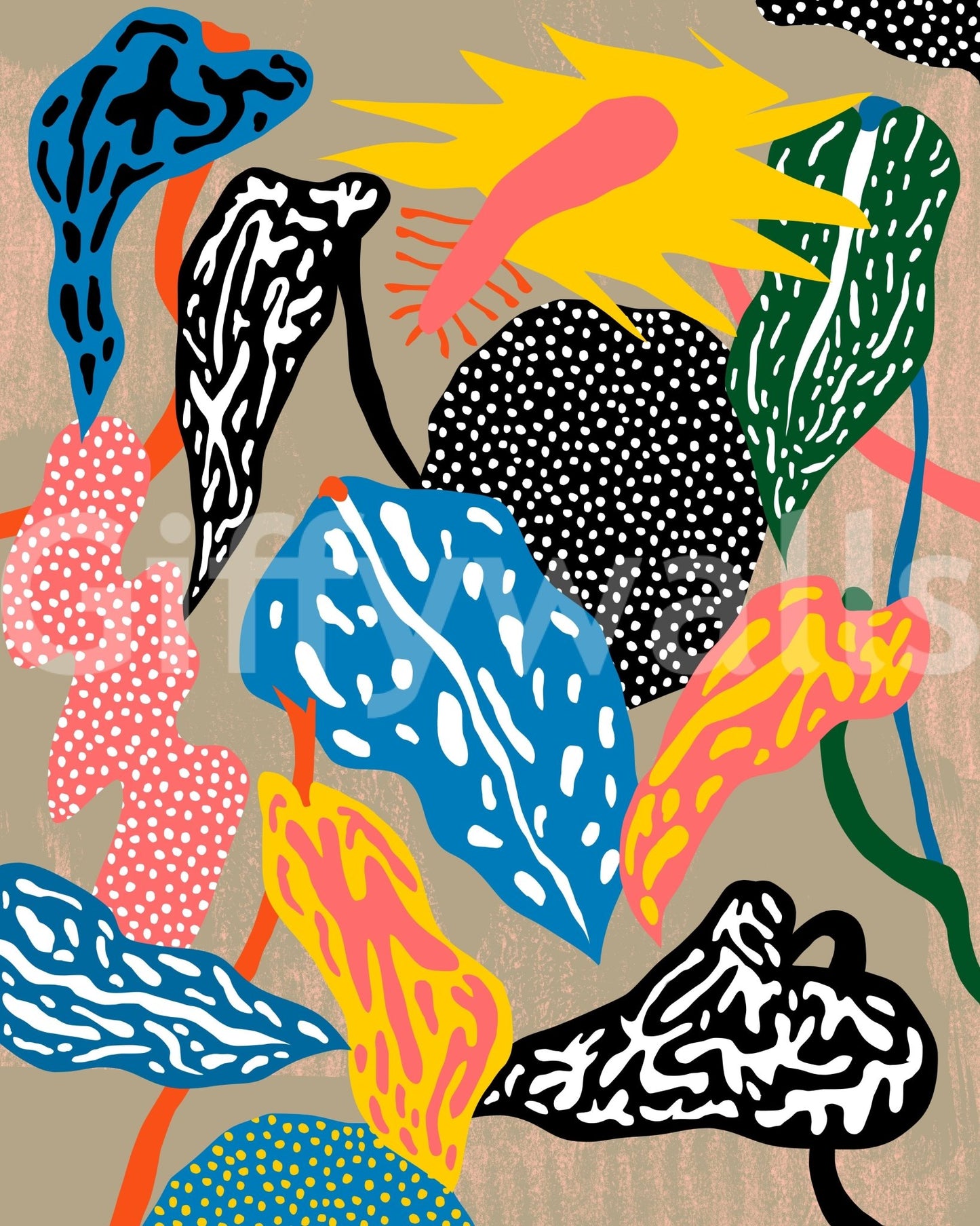 Transform any space with the vibrant Groovy Jungle Wall Mural