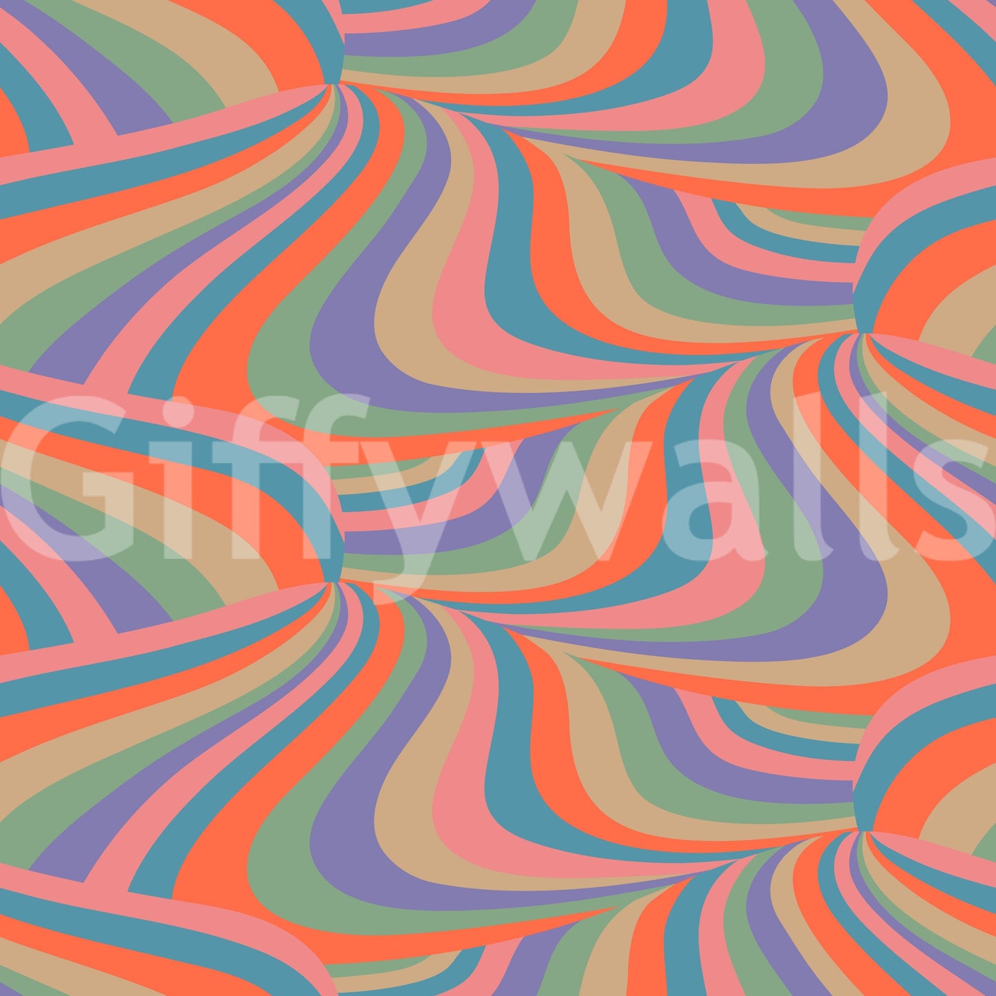 Marble Swirl Groovy Retro Abstract Stripes Colorful Pink Purple Blue Coral Mint Cream Wallpaper