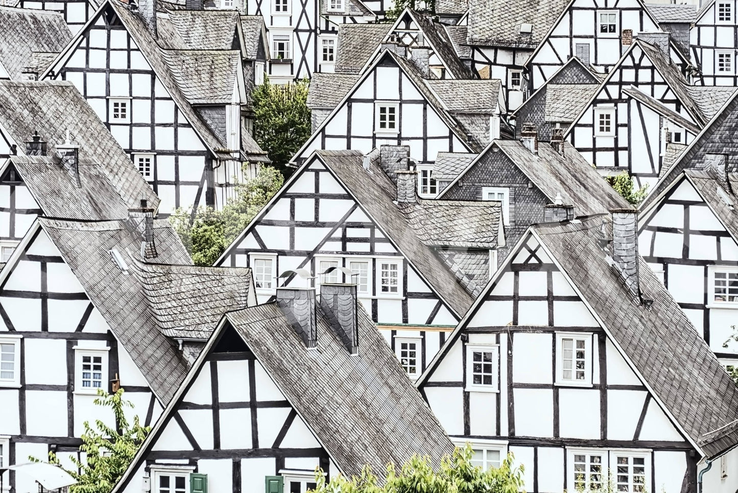 Half-timbered haven mural showing classic countryside architecture