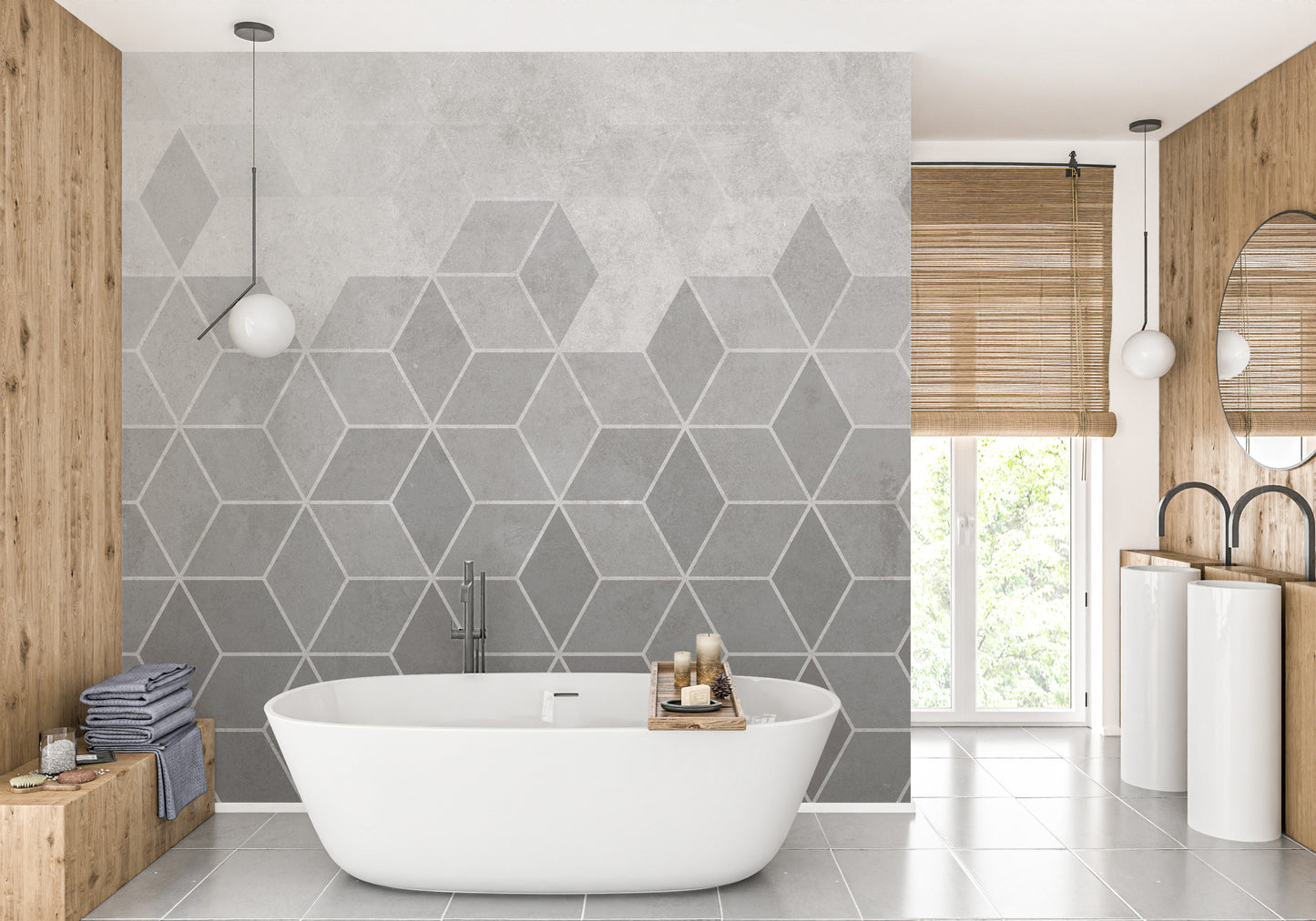 cement hexagon wallpaper mural