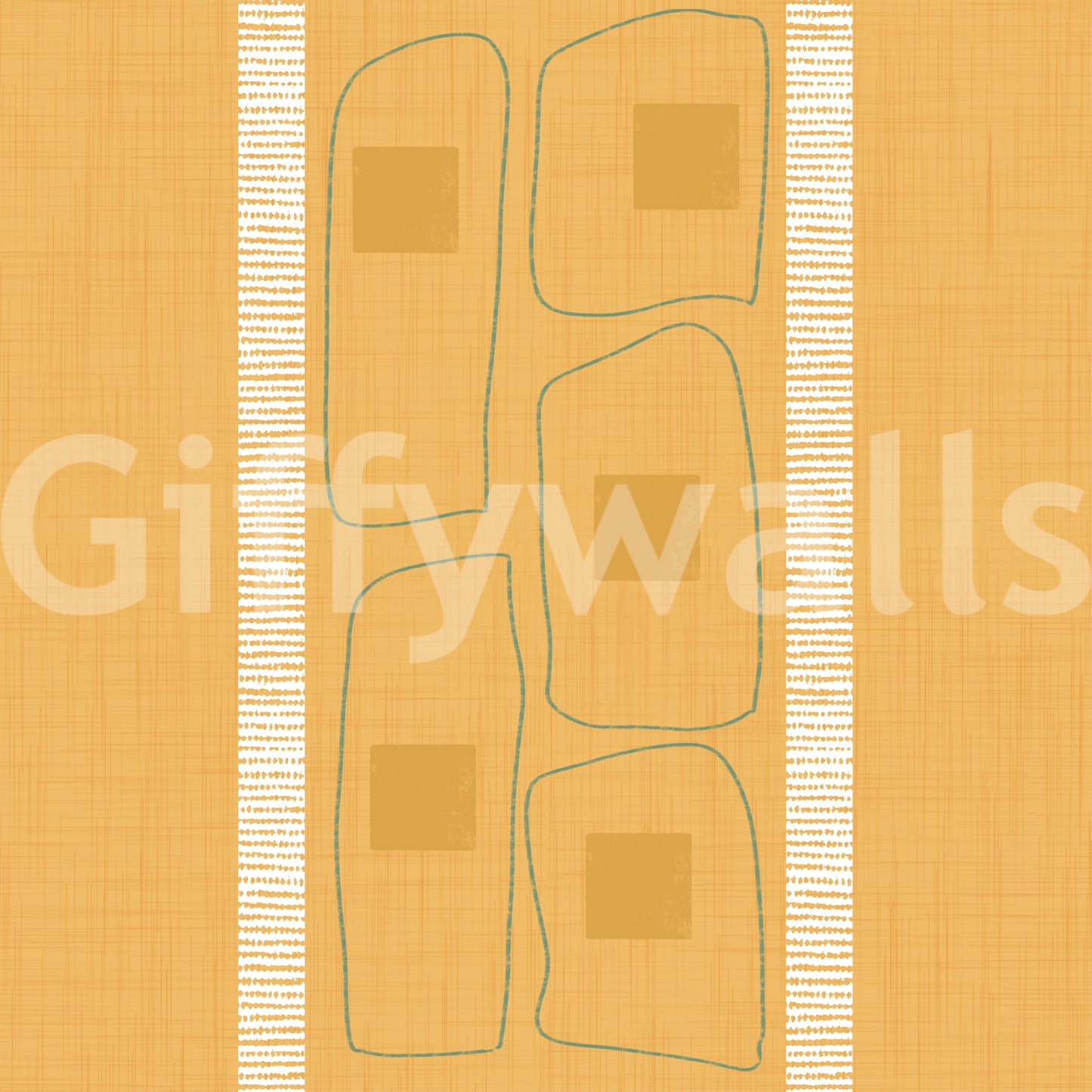 Japandi Frame Lines Golden Ochre Wallpaper