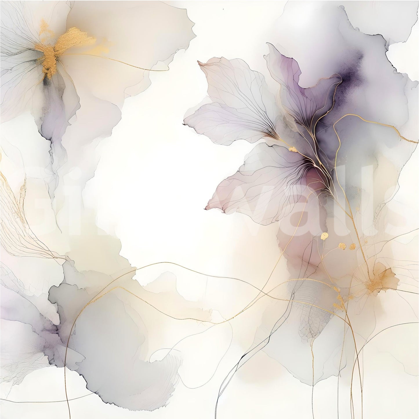 Elegant lilac flower wallpaper for a modern hallway or entryway.