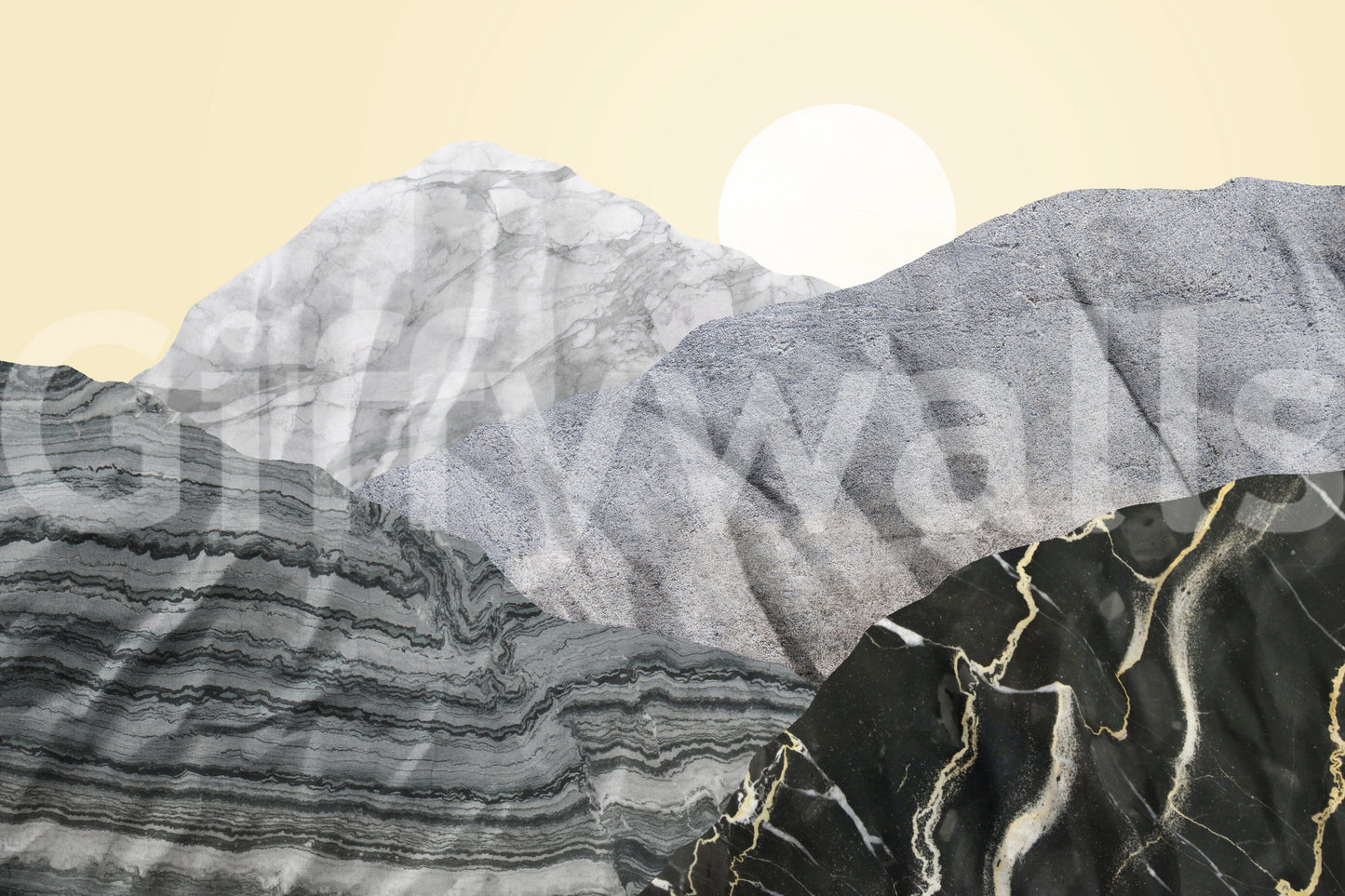 Stony Peaks: Marble Sun Wall Mural -2583867
