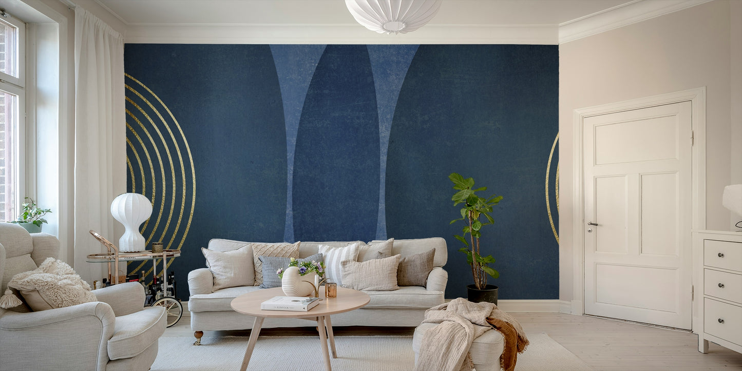 Mid Century Modern Blue Wall Mural