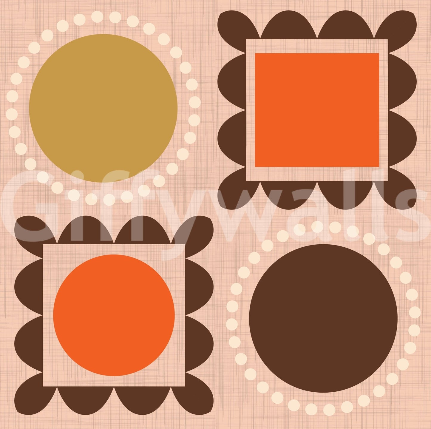 Mid Mod Pictures Frames - Pink Ocher Terracotta Wallpaper