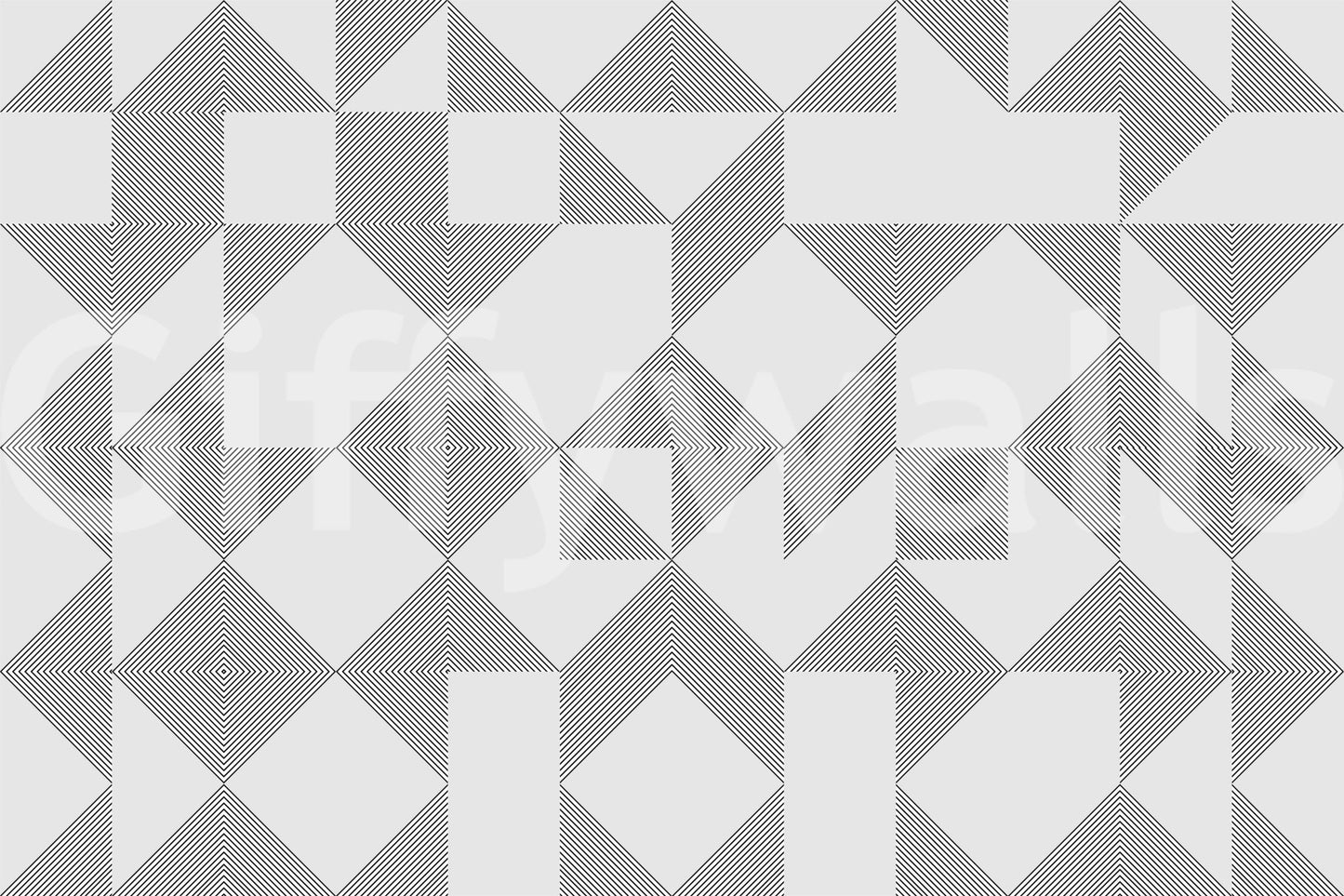 A clean wallpaper pattern built from parallel-line blocks arranged in a rhythmic geometric sequence.