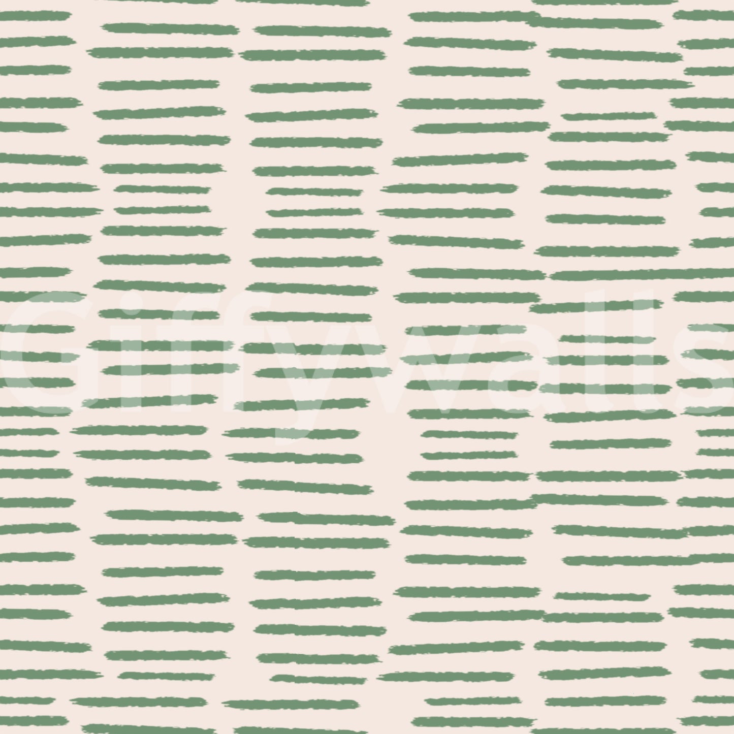 Organic Brush Strokes Pattern Sage Boho Stripes wallpaper close-up showing sage green dash strokes on cream