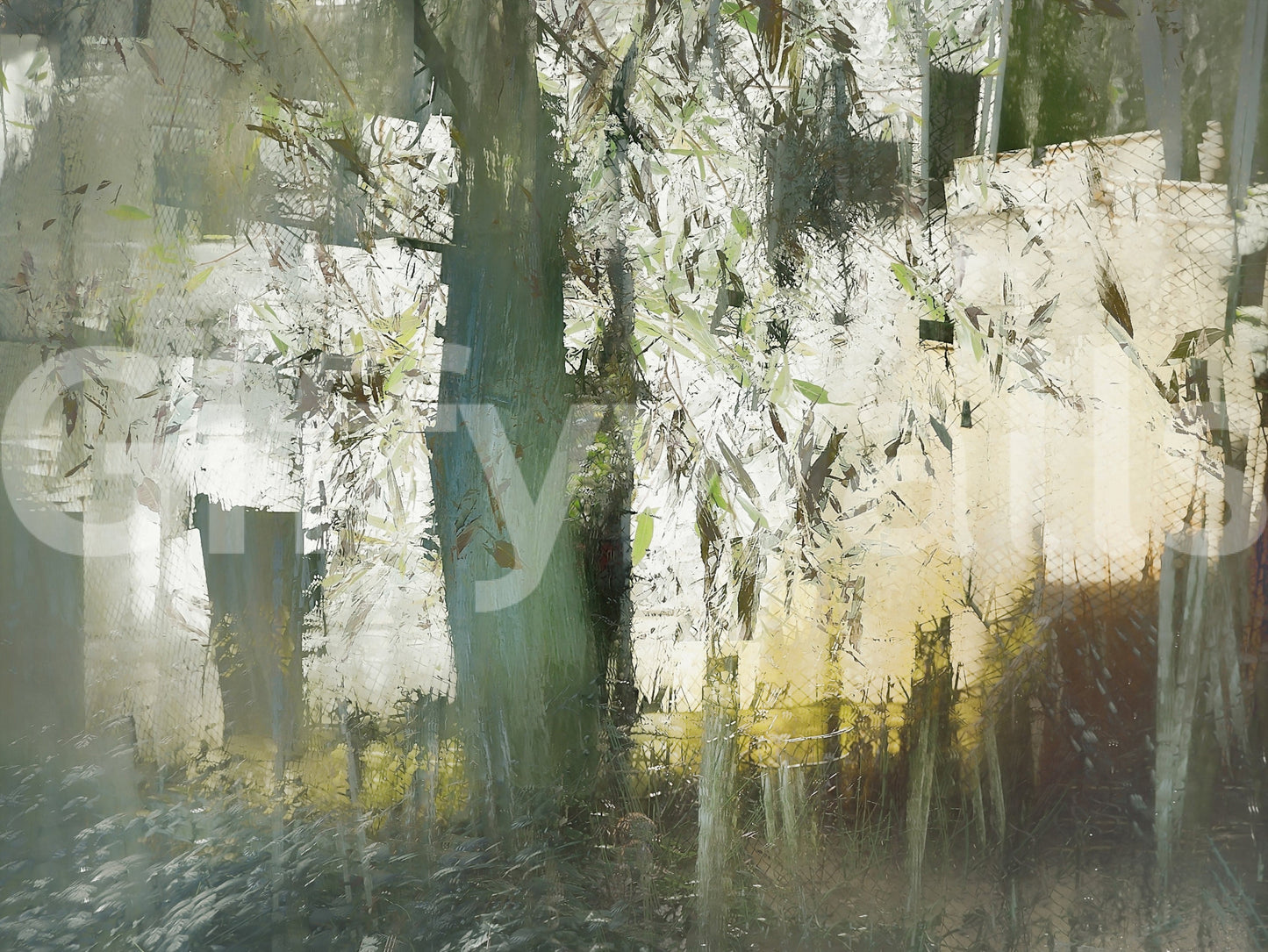 Misty Woodland Abstraction Wall Mural -2377428