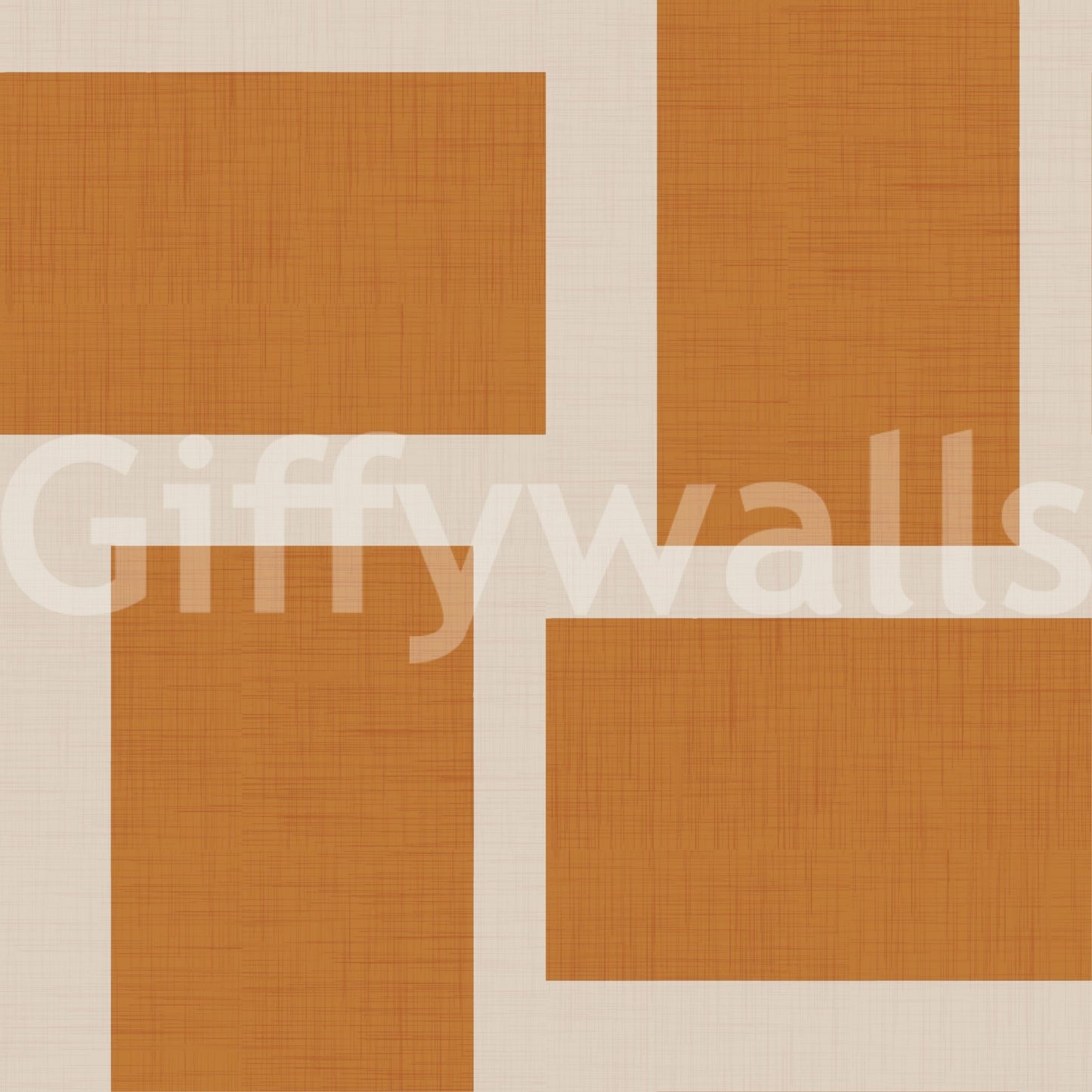 Modern Geometric Color Block Terracotta Cream Wallpaper