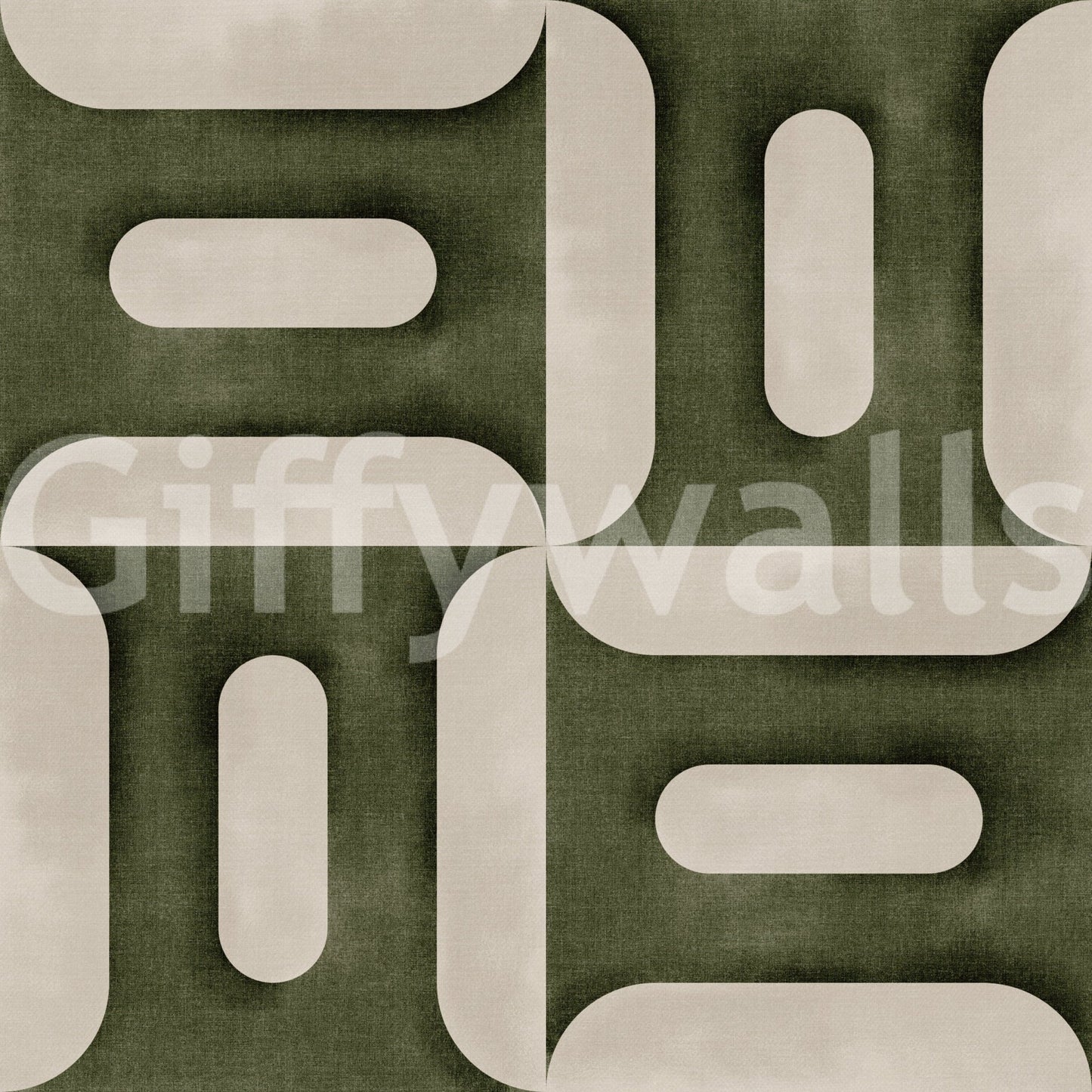 Modern Textured Geometries Olive Wallpaper