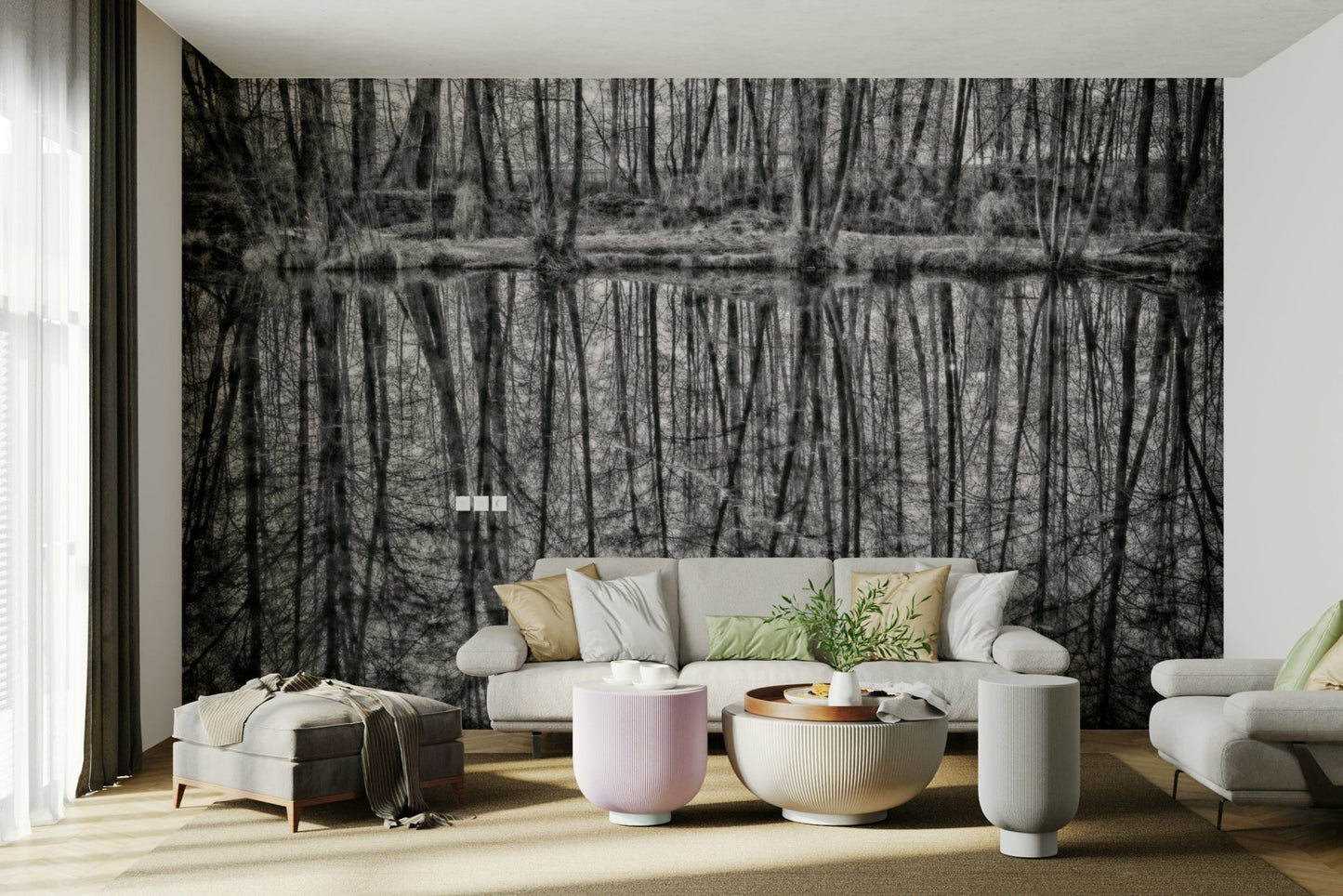 Modern forest reflection wall art