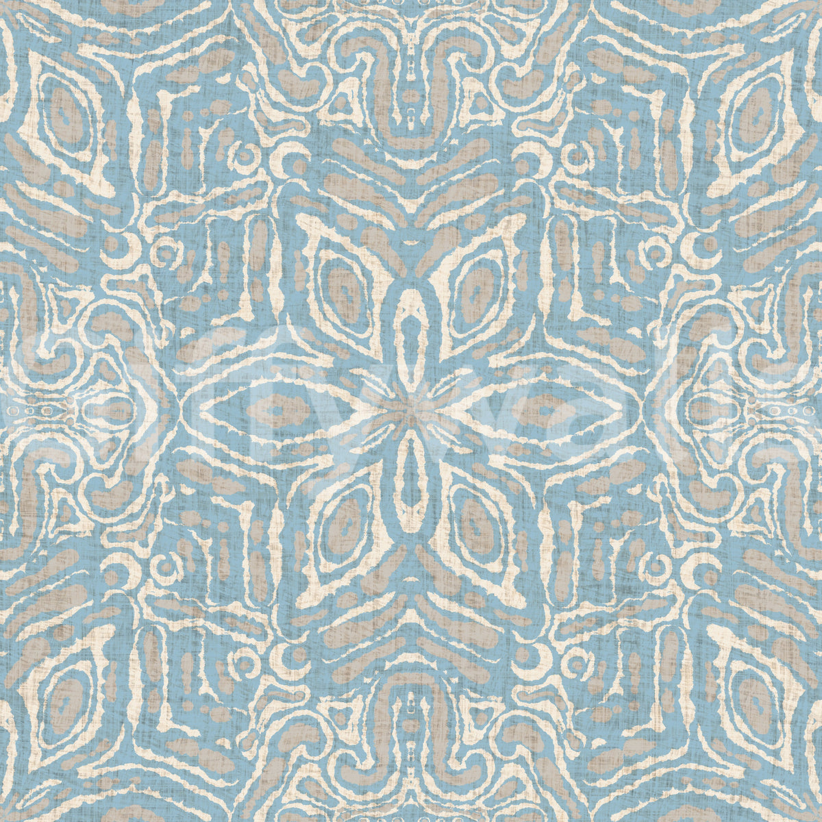 Subtle blue batik style mural