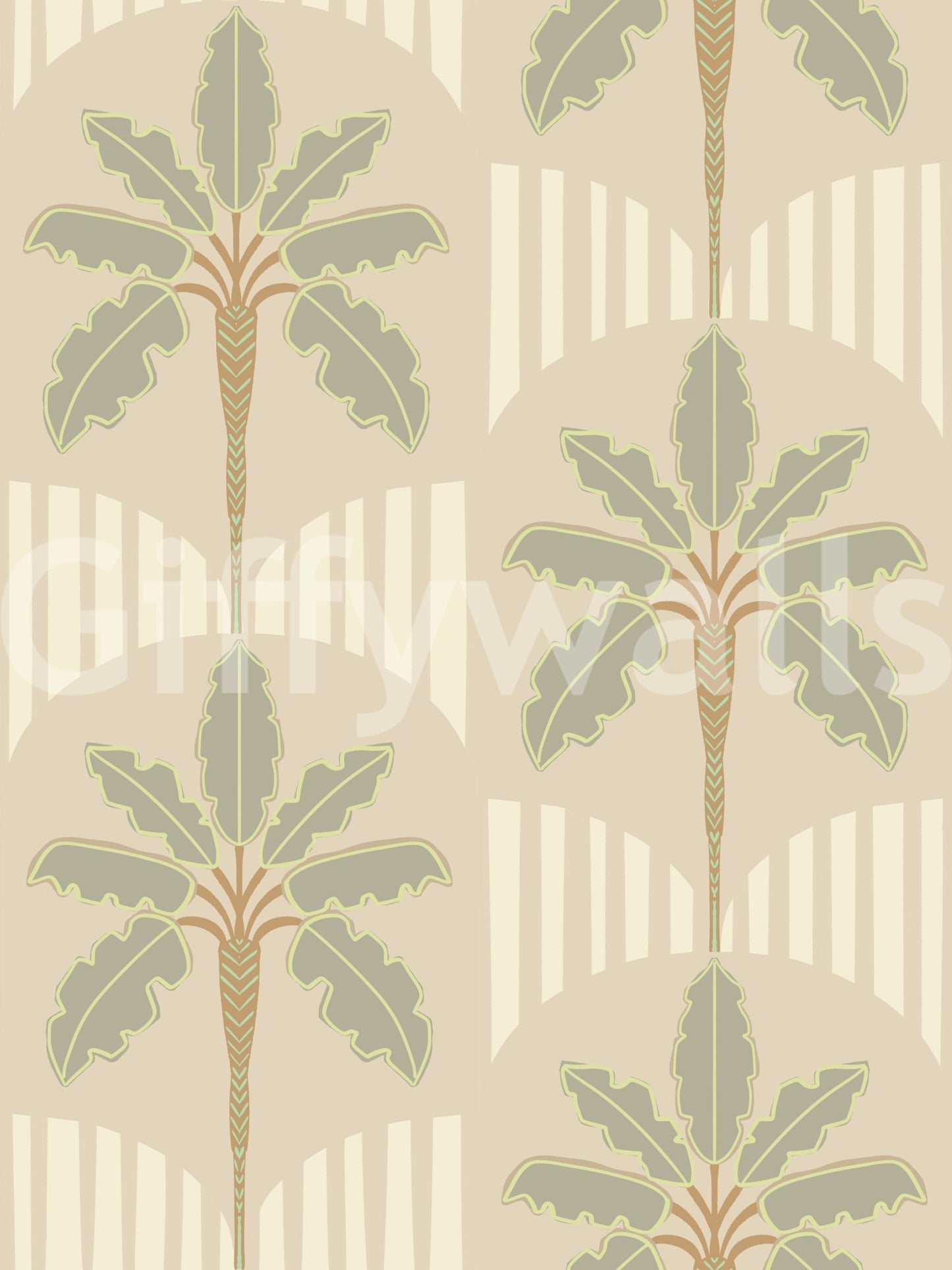 Muted Palms & Arches Wallpaper