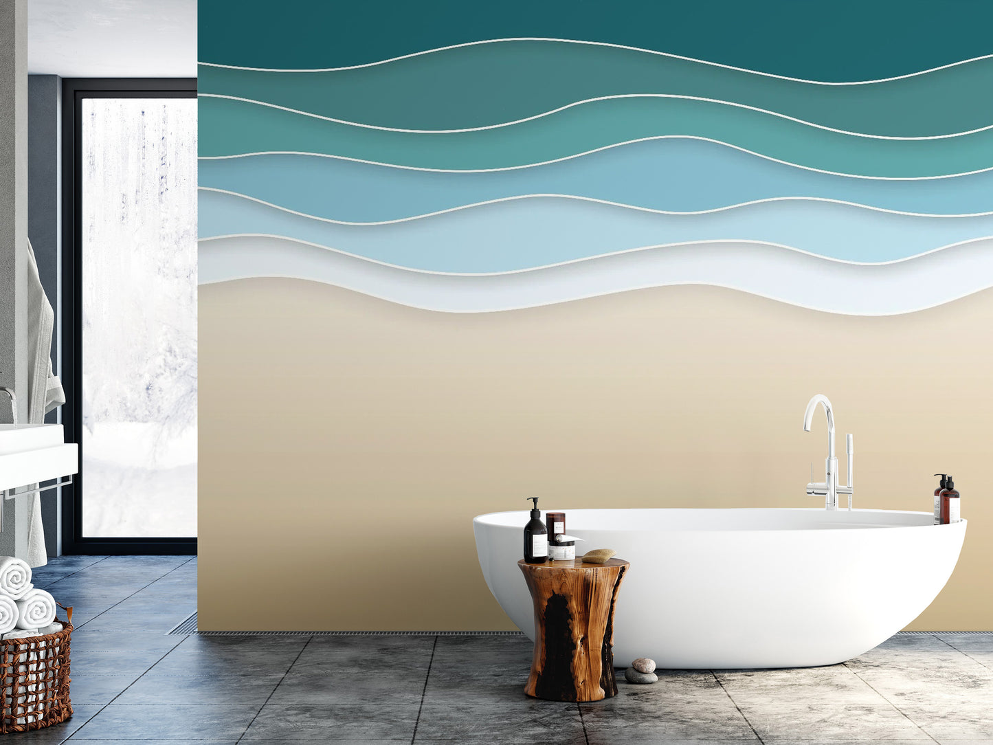 Dreamy blue beachscape art