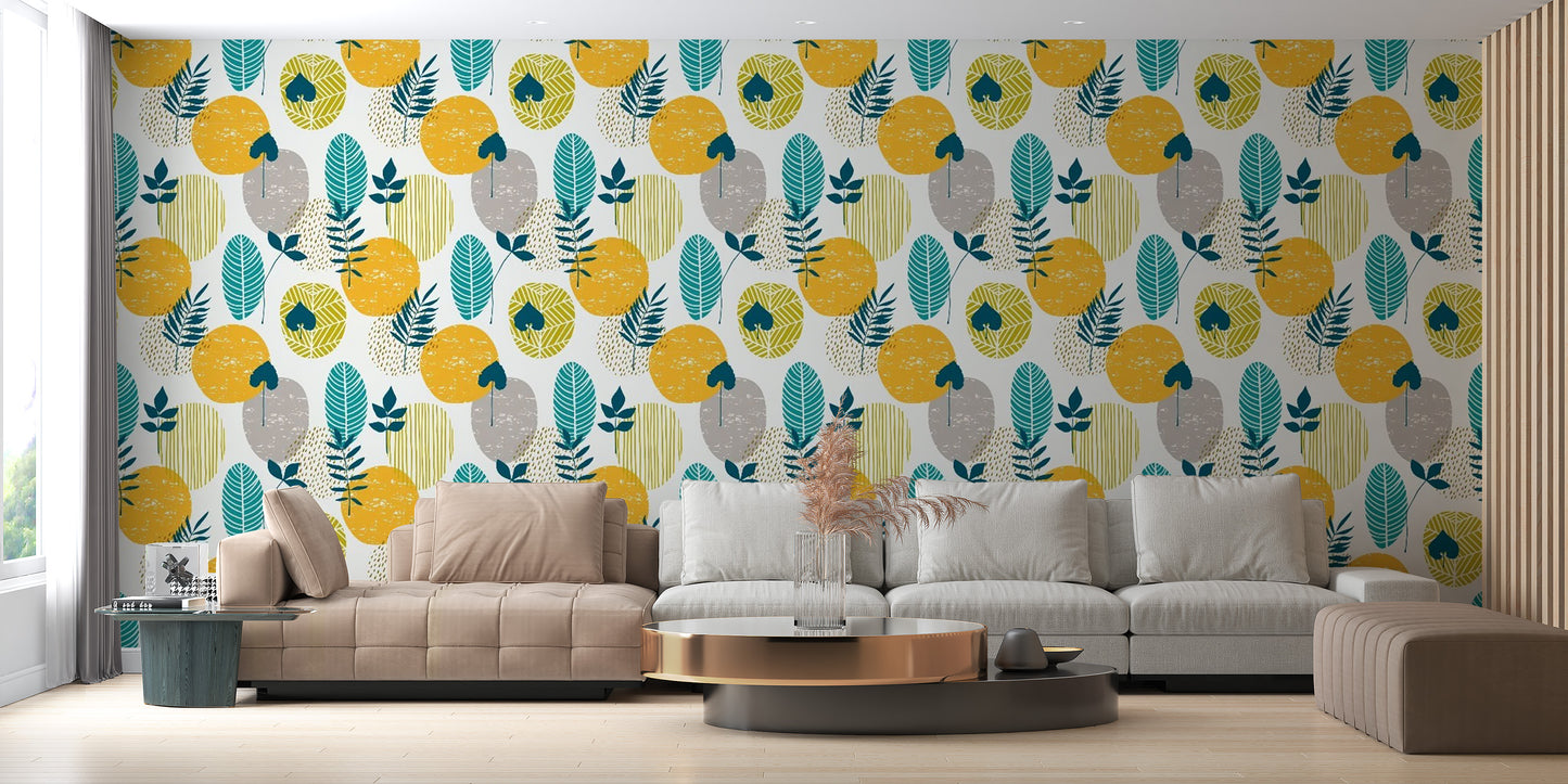 Modern Abstract Autumn Leaves in Orange and Yellow