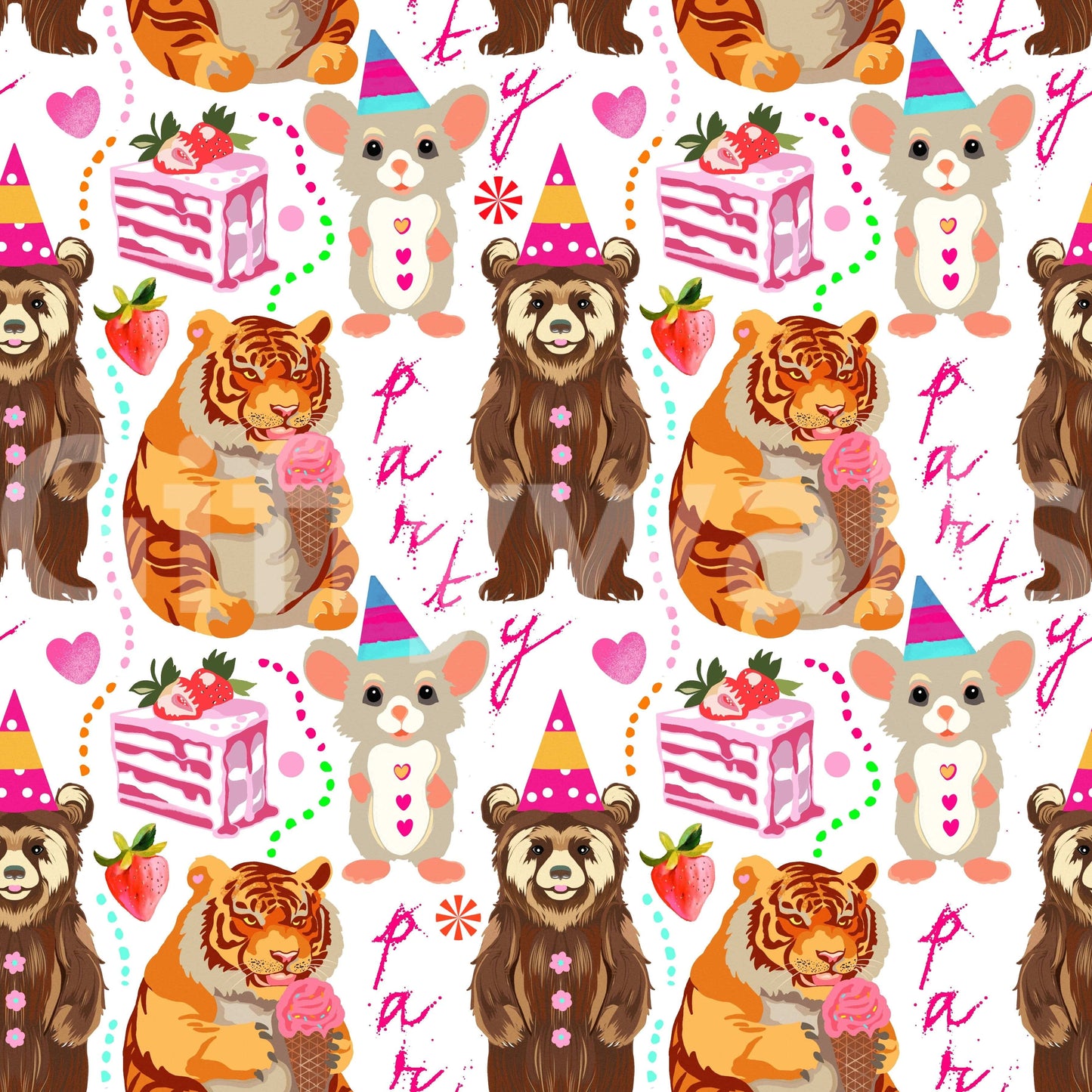 A detail of the festive and playful tones in the design.