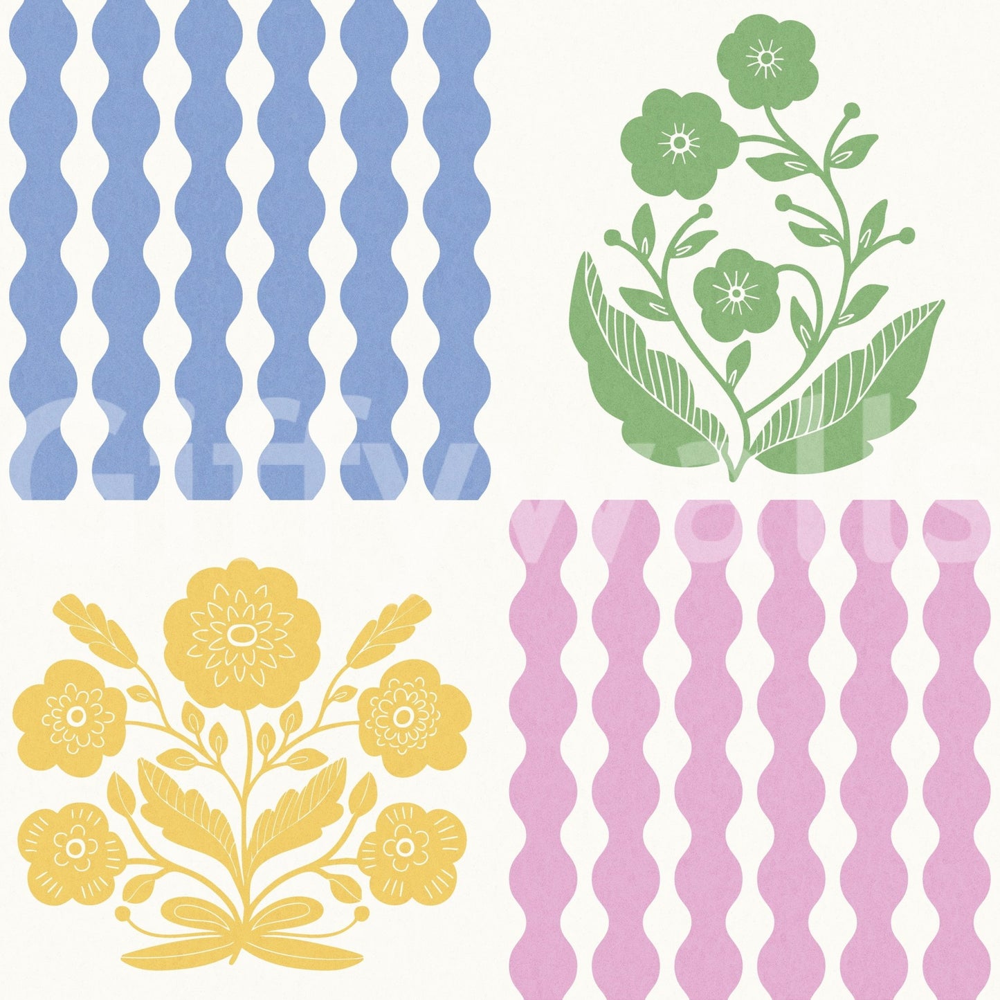 Pastel Pop Florals Wallpaper