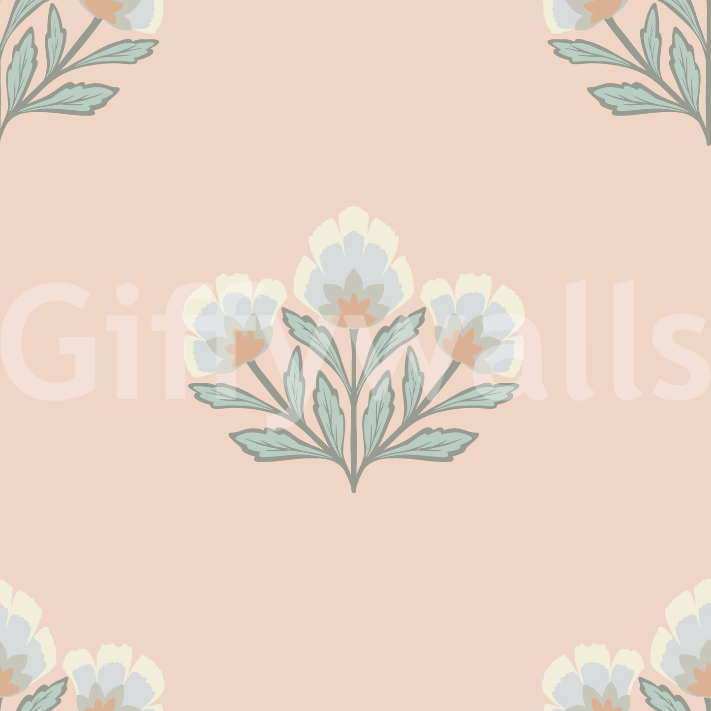Decorative floral mural wallpaper heritage inspired bouquet wall mural.