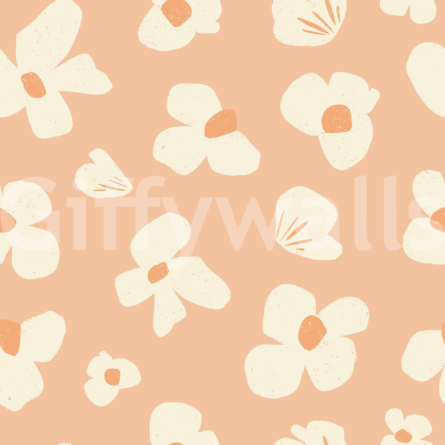 Peachy Abstract Florals Wallpaper