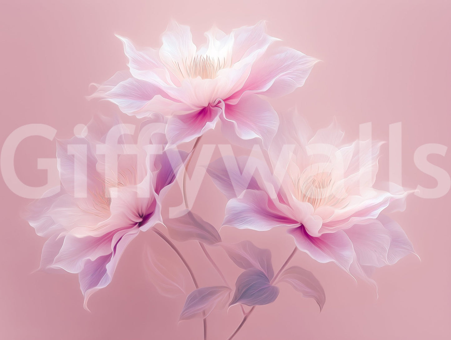 Pink background with dreamy floral art