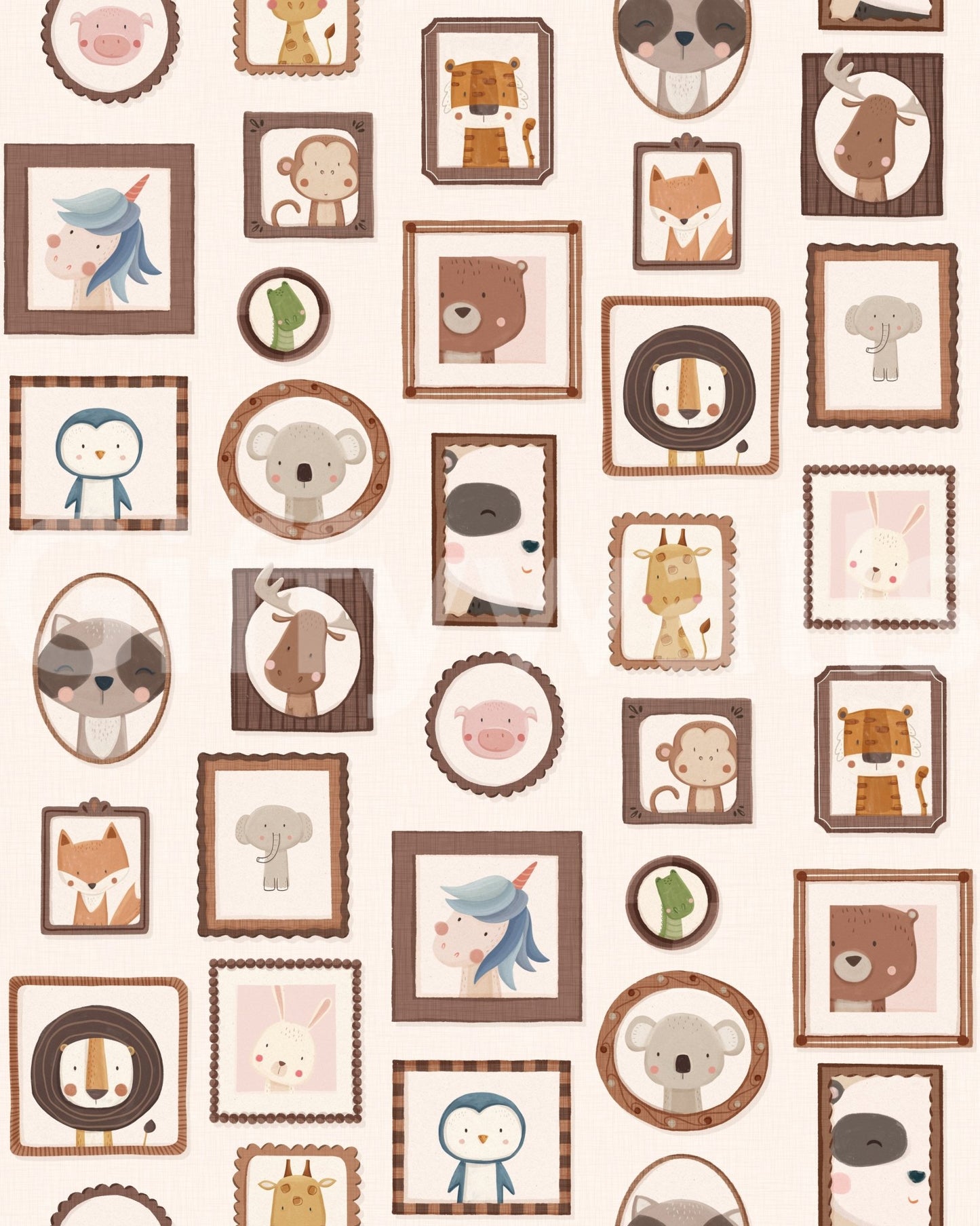 Playful Animal Portraits Wallpaper